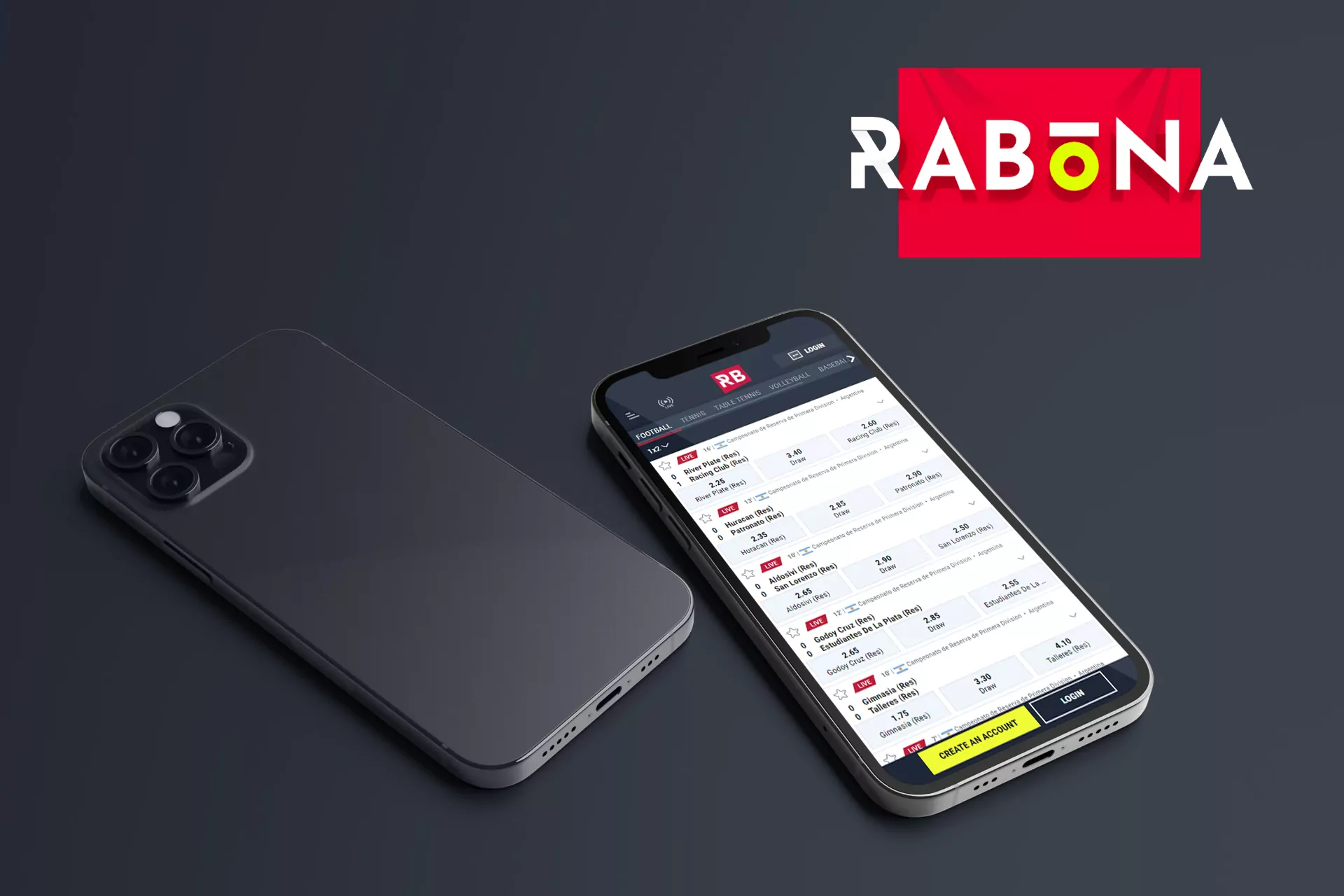 In the Rabona app, you can place bets on sports matches and play casino games.