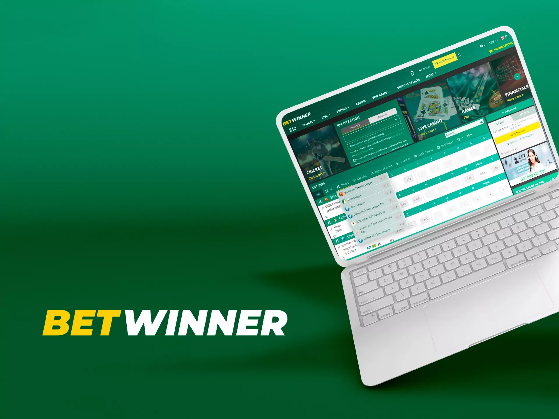 Betwinner is a young bookmaker for betting on cricket since it was founded only in 2018.