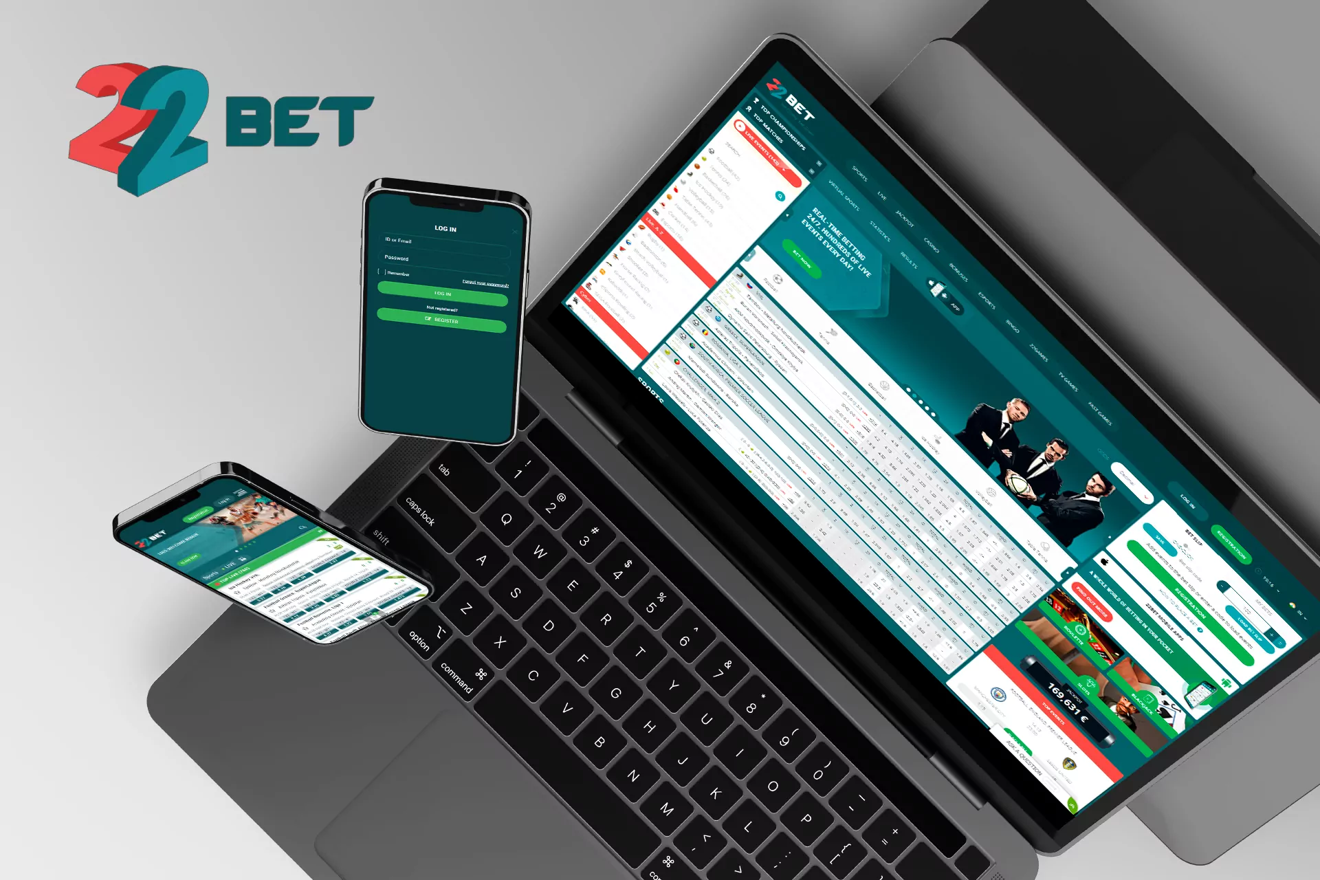 At 22bet you can place bets on cricket and other sports events.