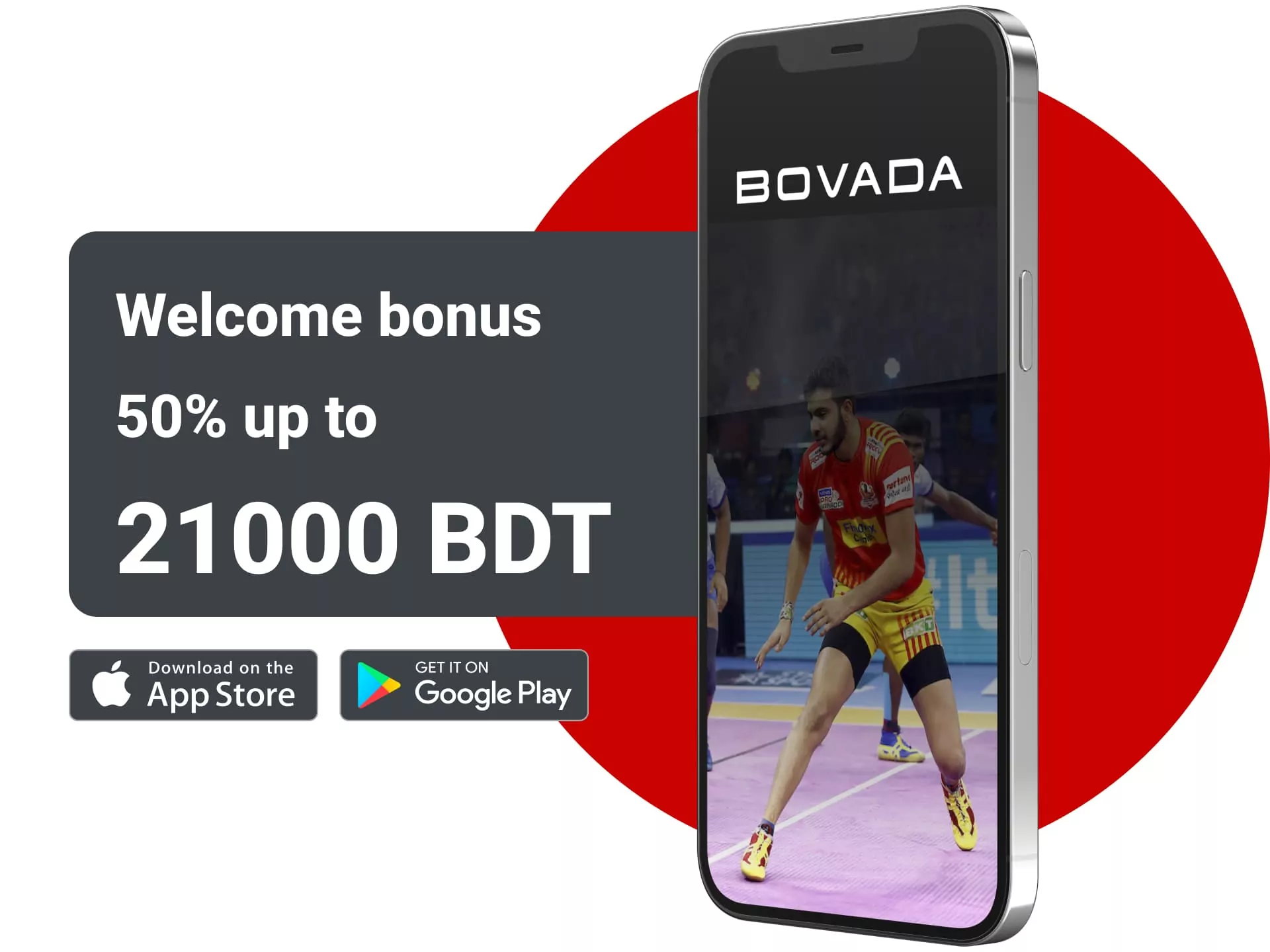 Bovada accepts bets on kabaddi and gives welcome bonus up to 21,000 BDT.