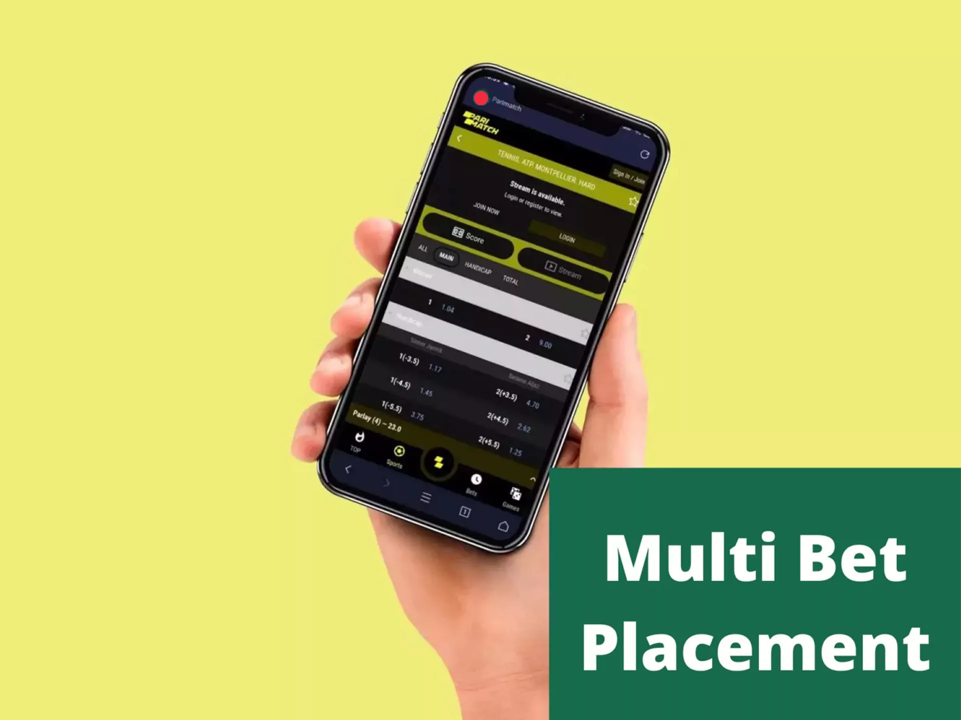 Multi bet placement is available in Parimatch app.