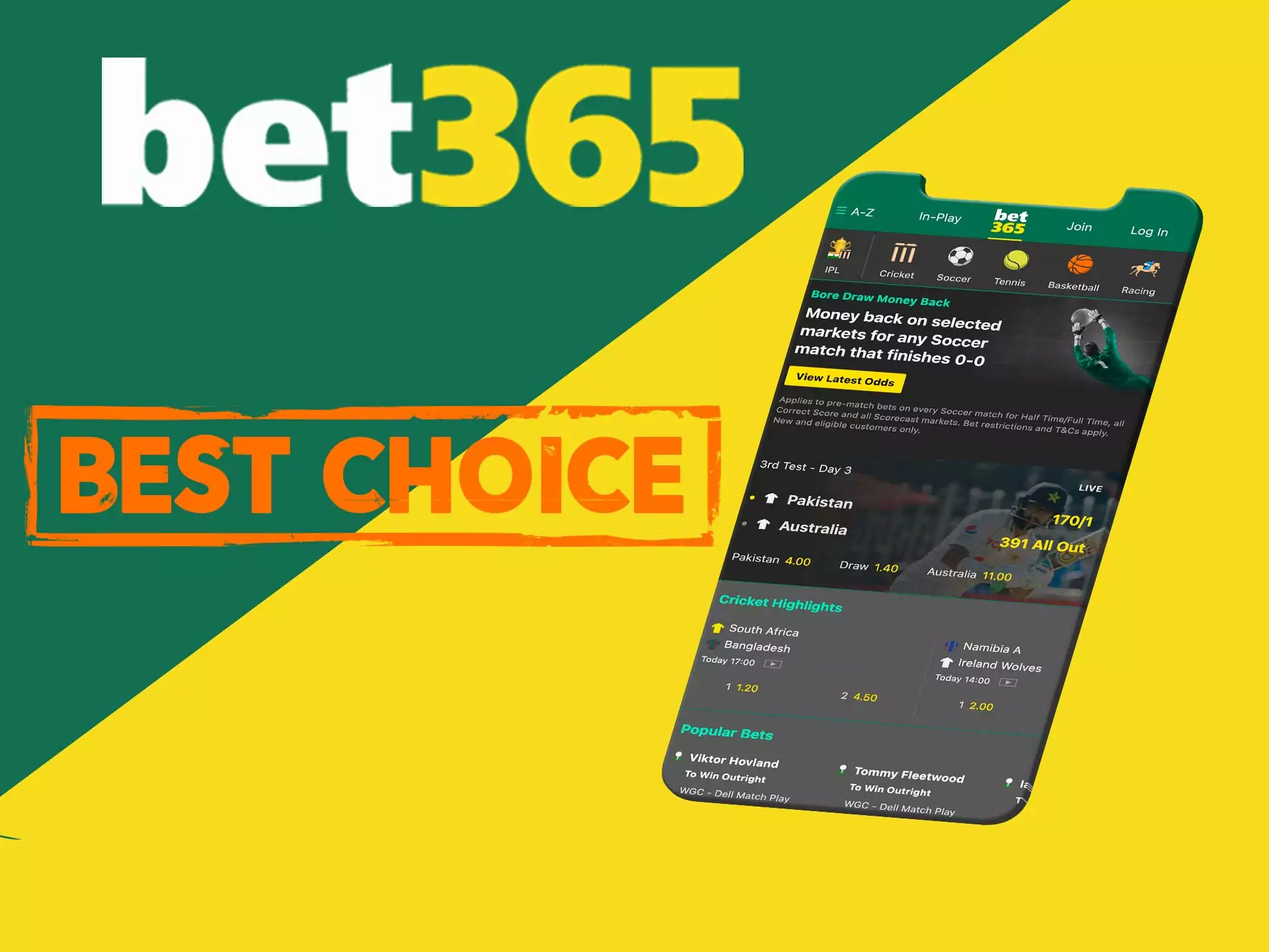 Bet365 is a good choice, has the modern features of a betting app.