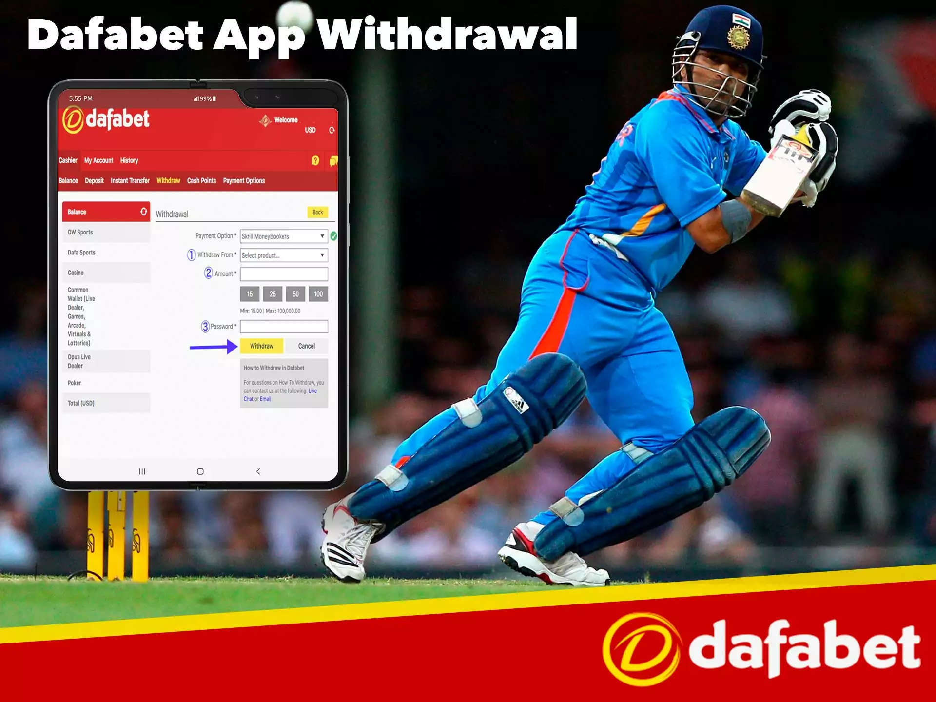 How to receive funds after several successful bets in Dafabet app.