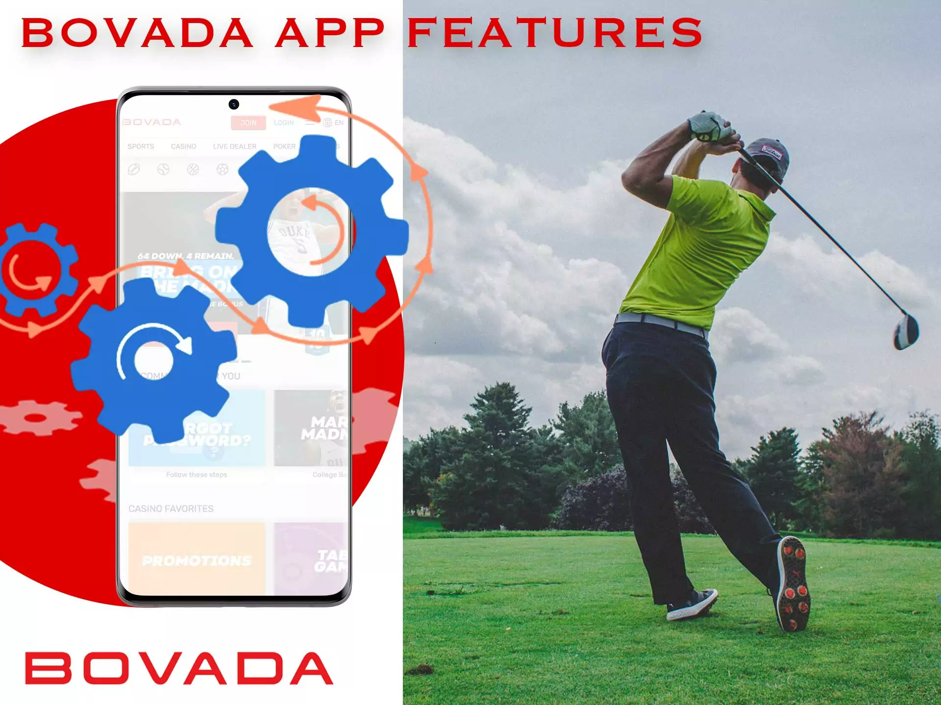 The Bovada app has features that allow you to enjoy the game more and make it easier.