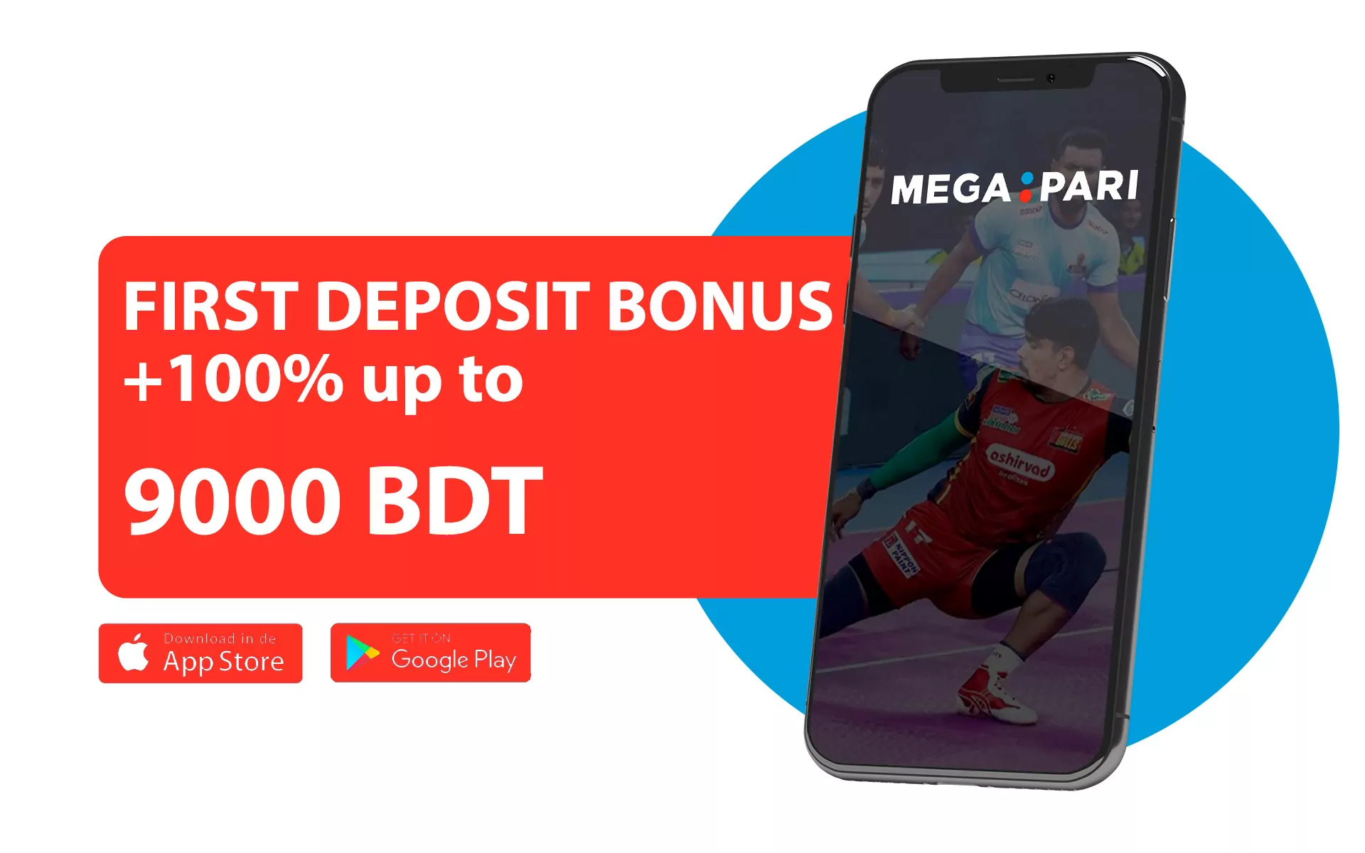 Megapari gives 100% welcome bonus on first deposit to bet on kabaddi.