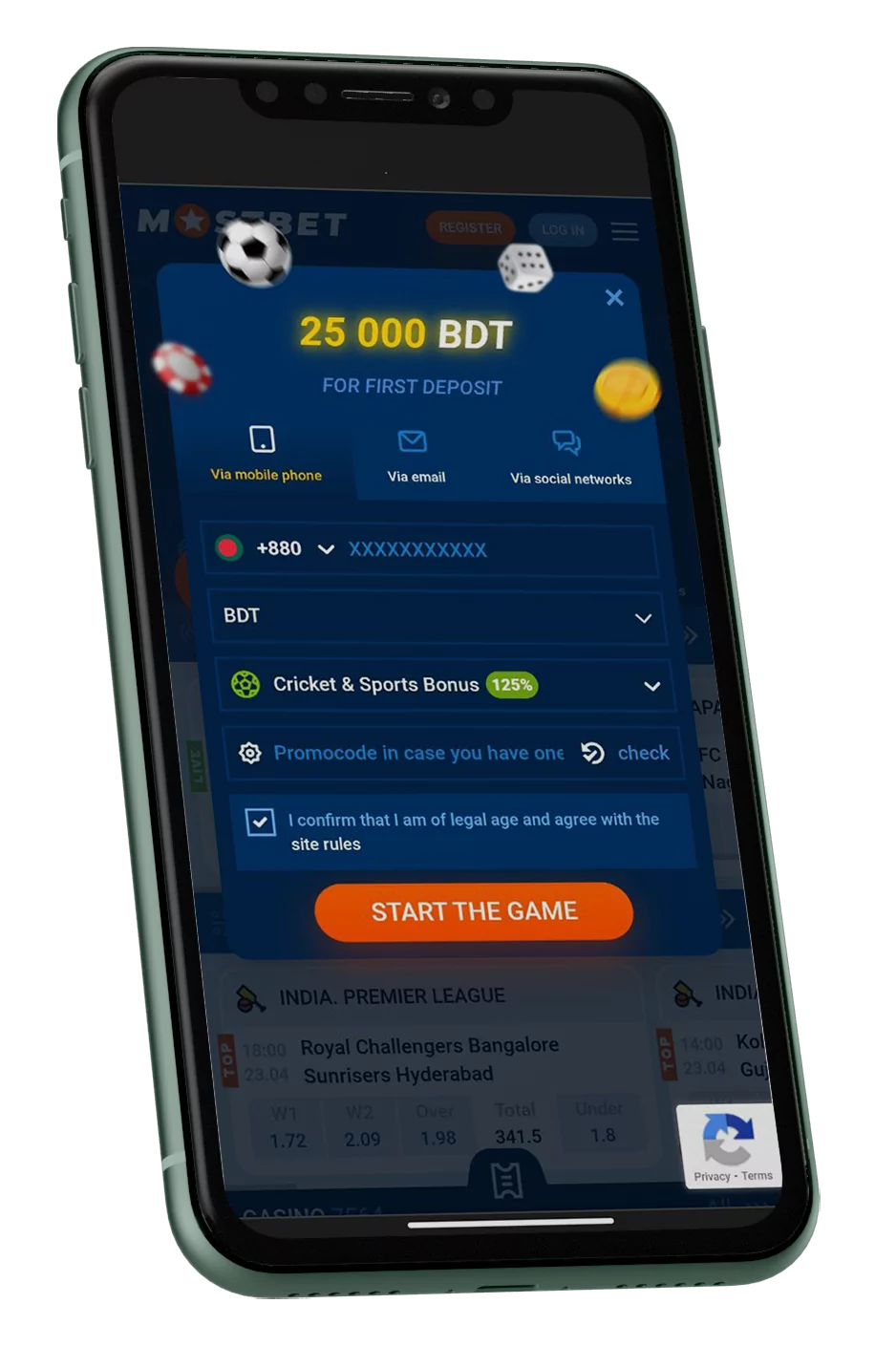 Step 4: Go through registration and start betting with mostbet app.