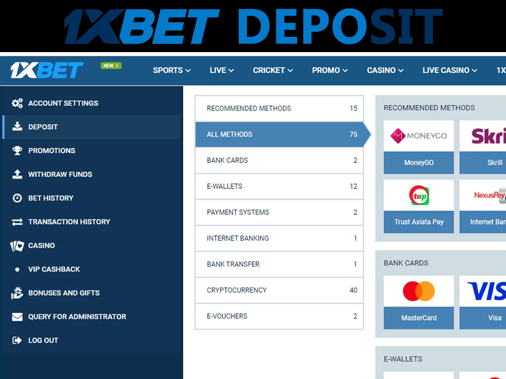 1xbet depositing – step-by-step instruction.