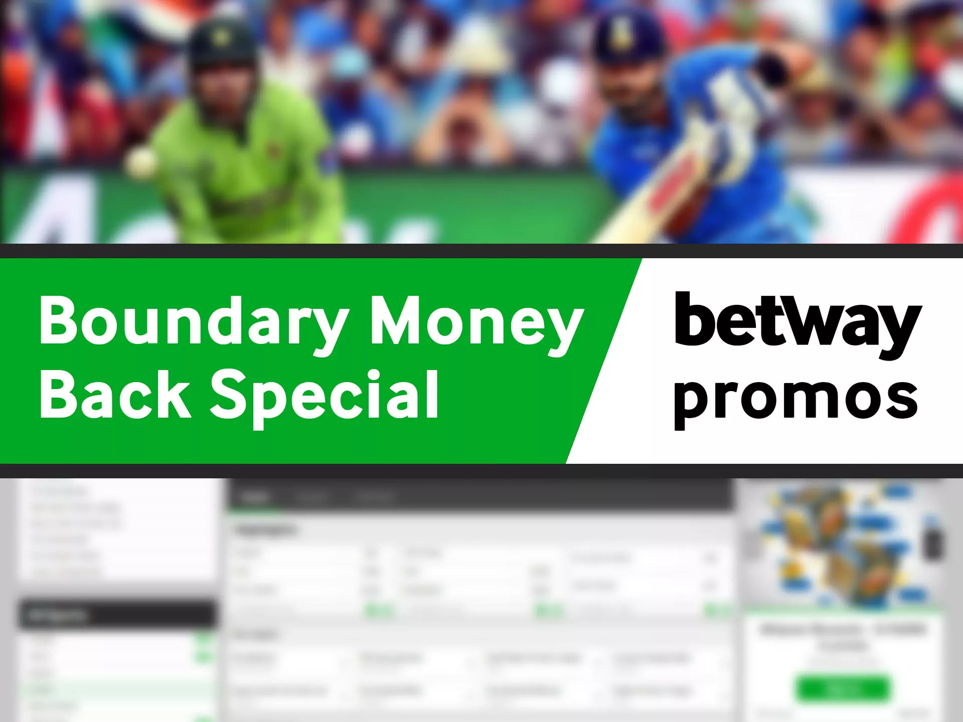 Bet on cricket matches and get more money with Betway.