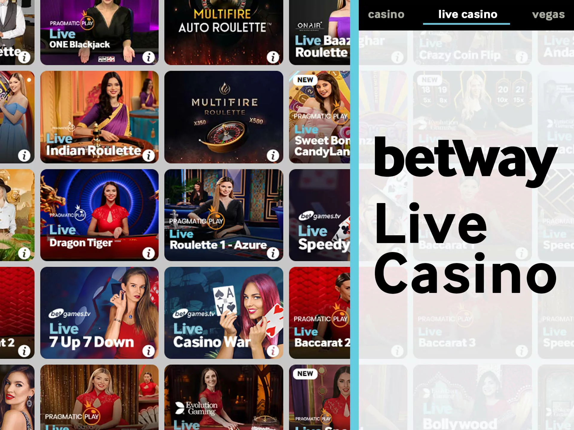 Play live casino at Betway.