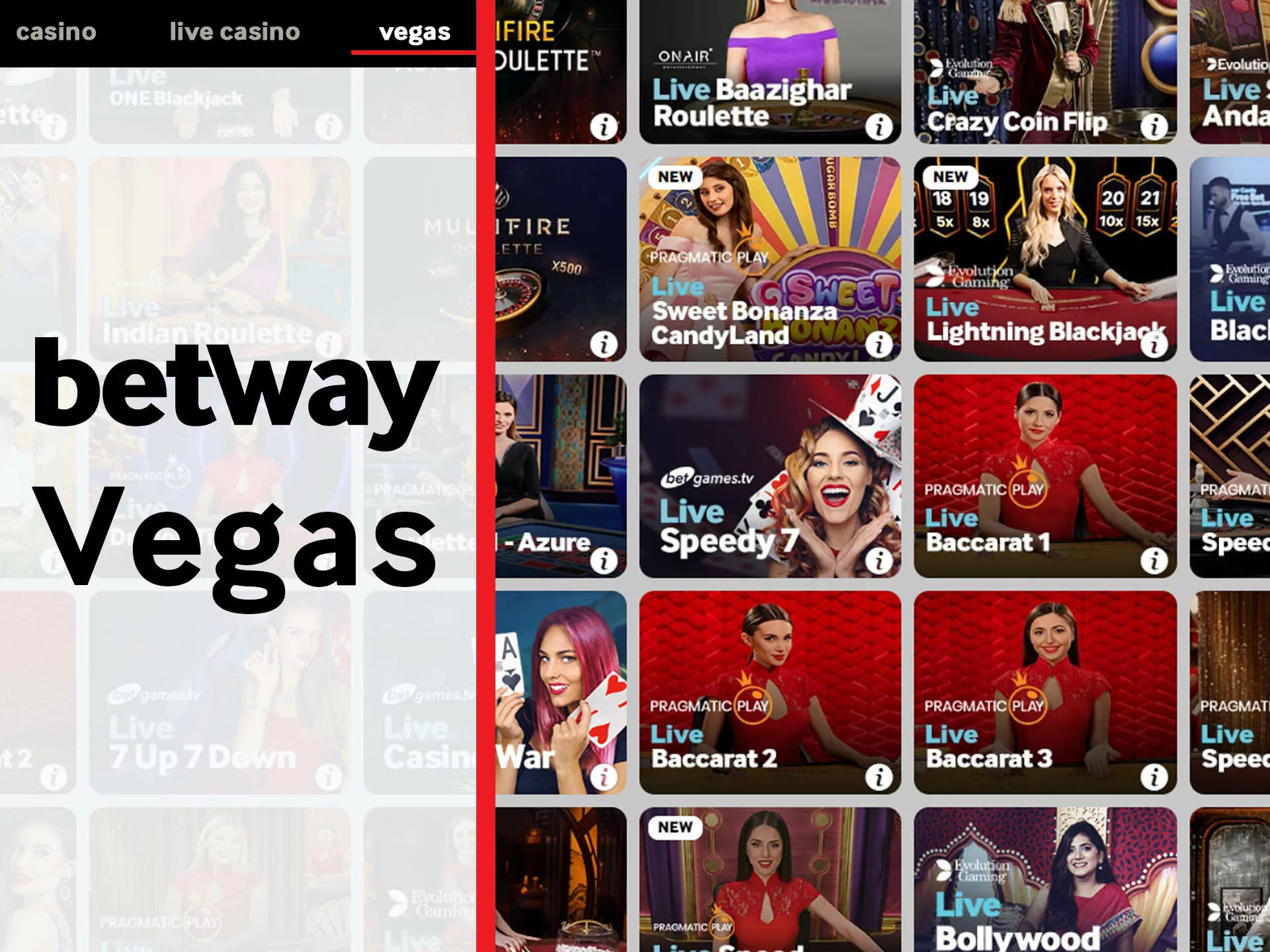 Play special games at Betway vegas.
