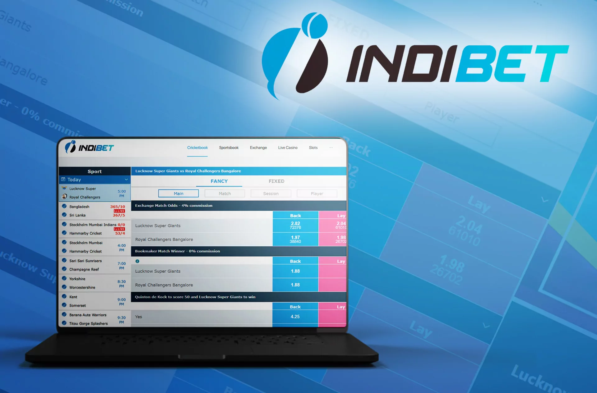 Indibet provides its players with tons of different bonuses for cricket.