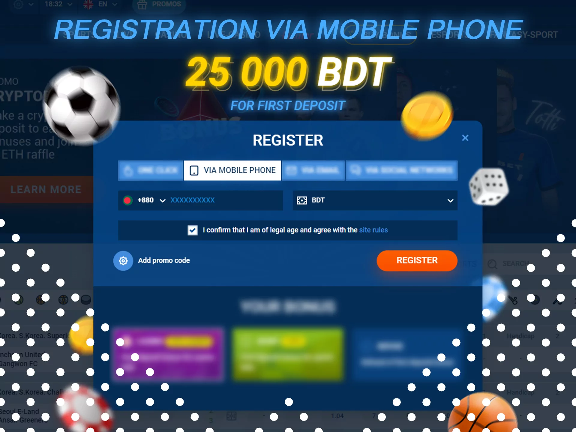 Registrate at Mostbet using your mobile phone.