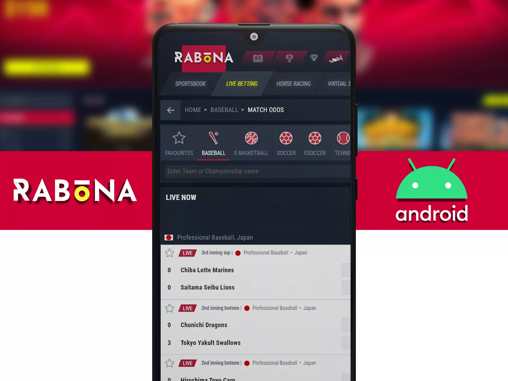 Bet and win with your android device at Rabona.