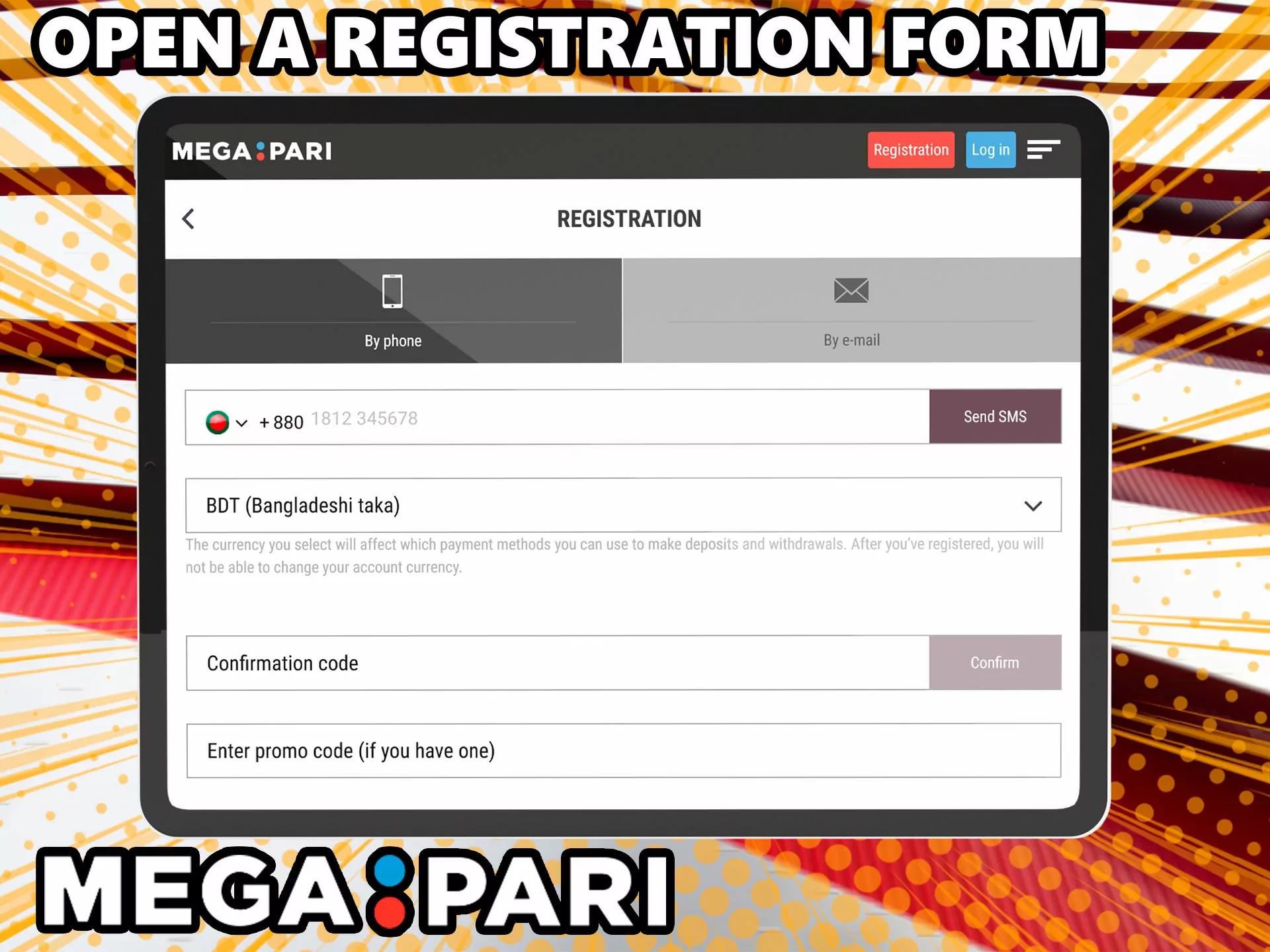Click on the red button "registration", it is located in the header of the bookmaker's website.