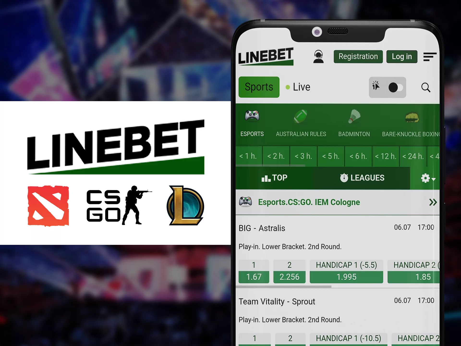 You can bet on esports with Linebet app.