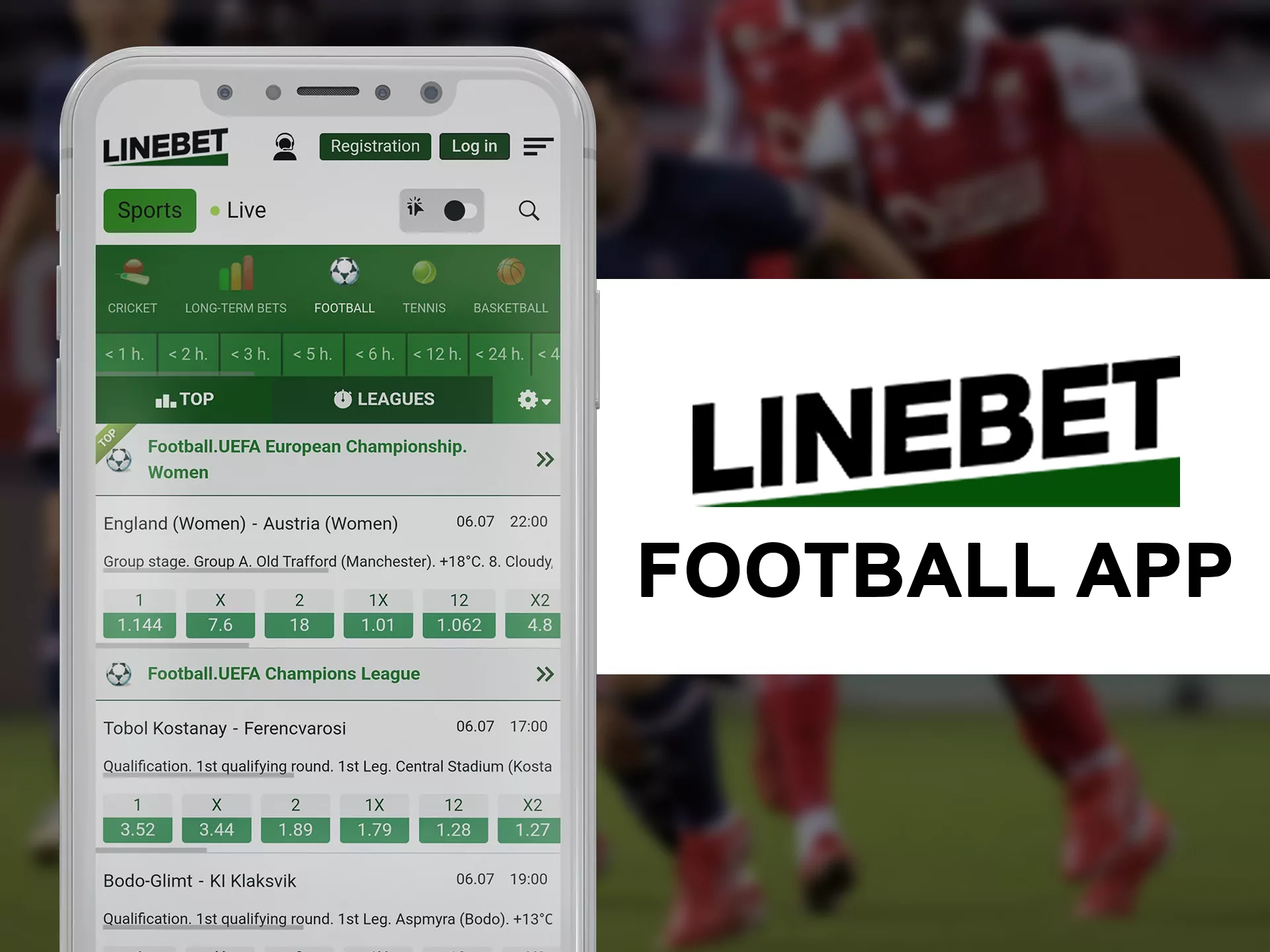 Bet on football games in live at Linebet application.