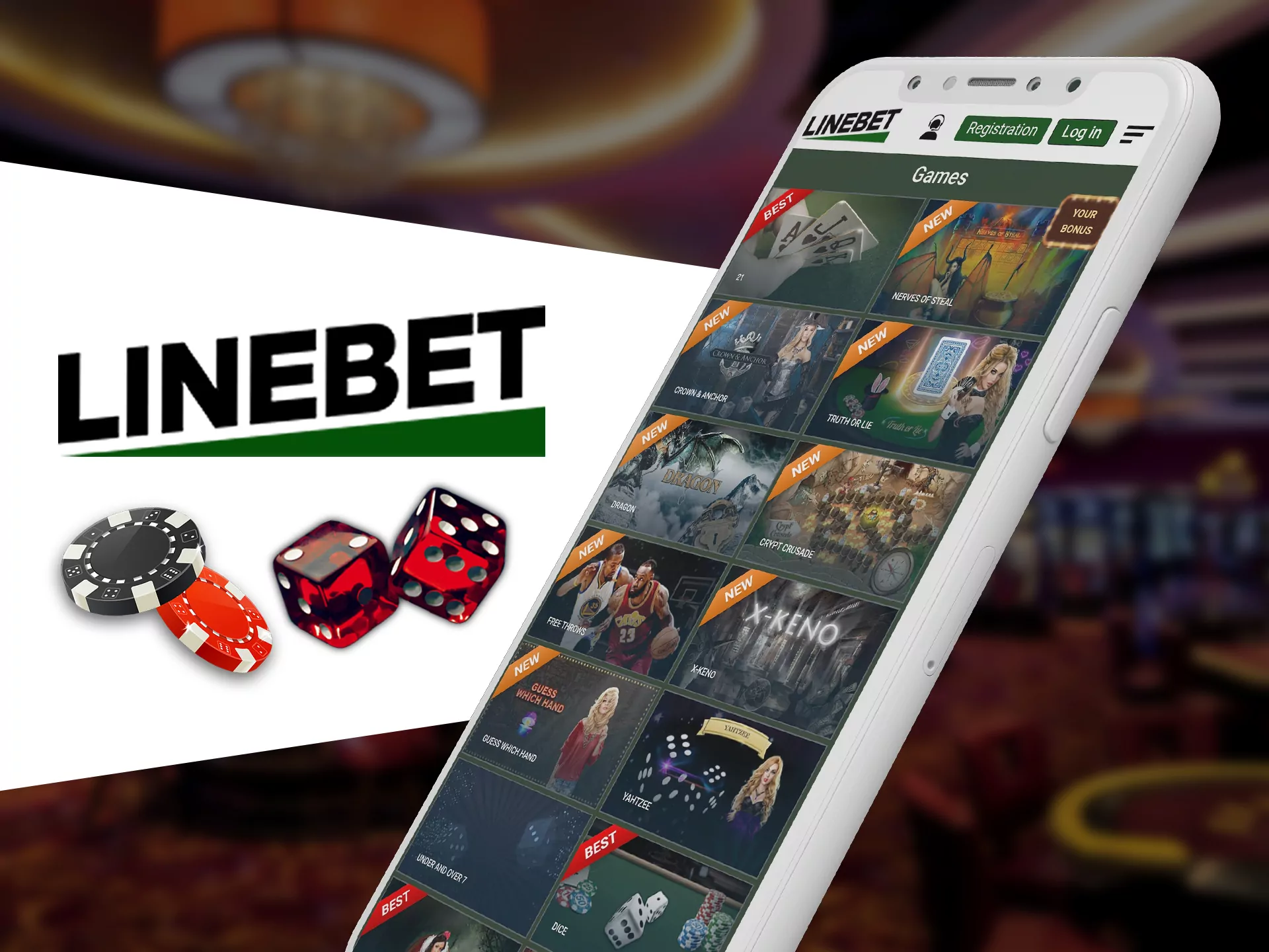 Play casino games in Linebet app.