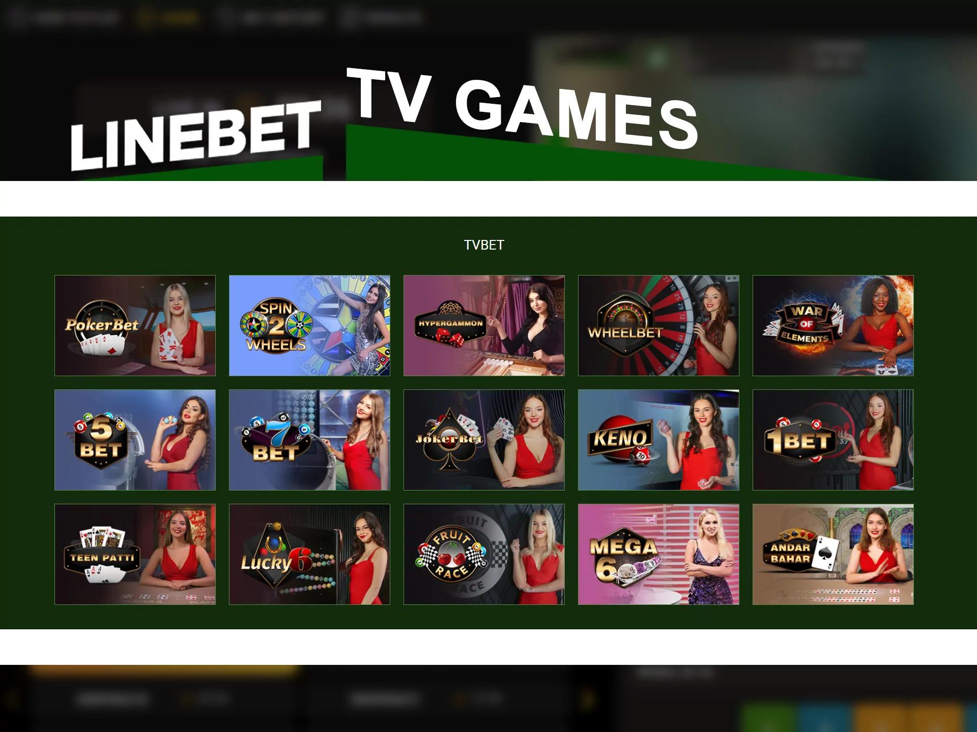 Play different TV games at Linebet.