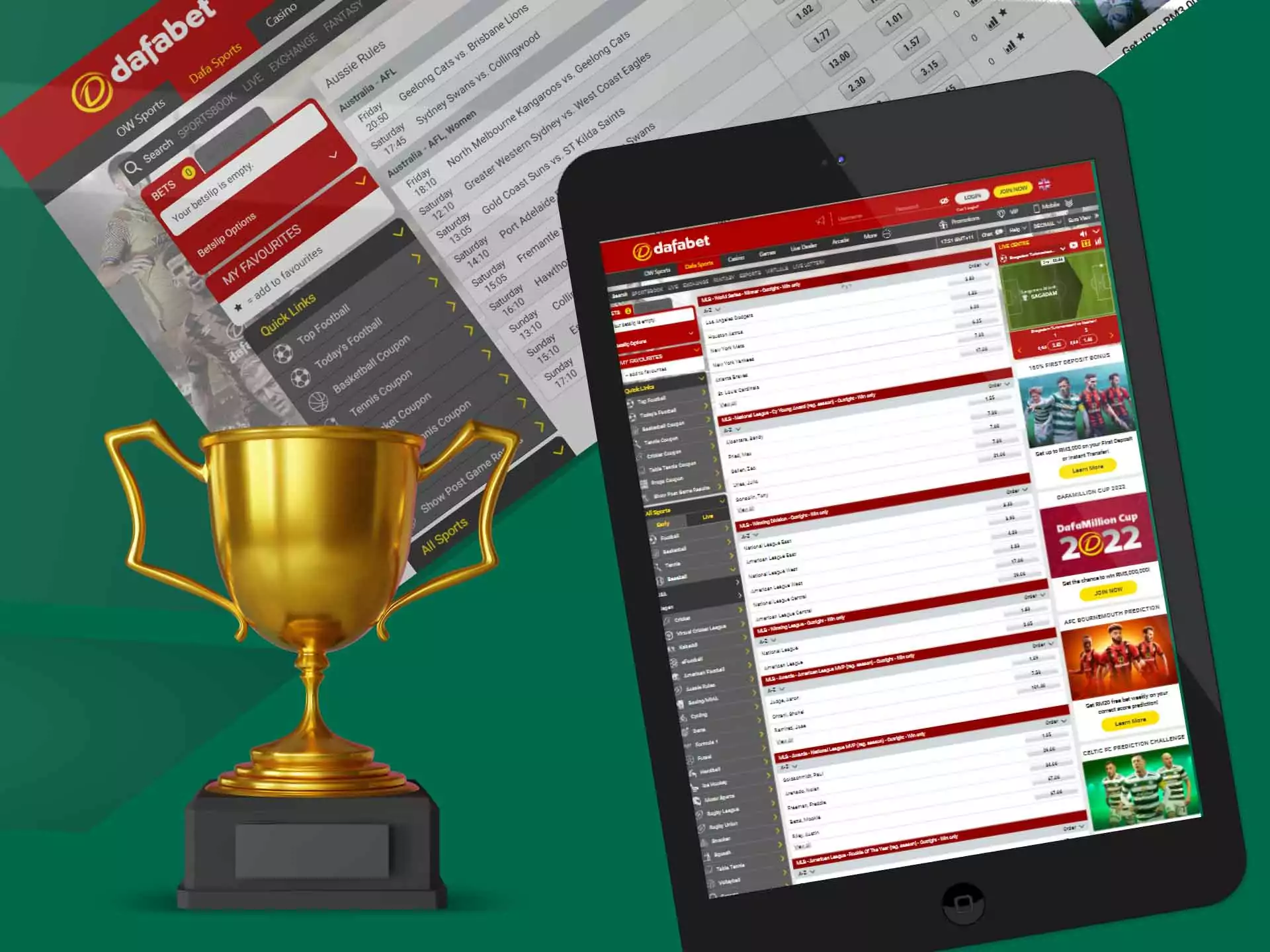 Handicap bets are also available at Dafabet.