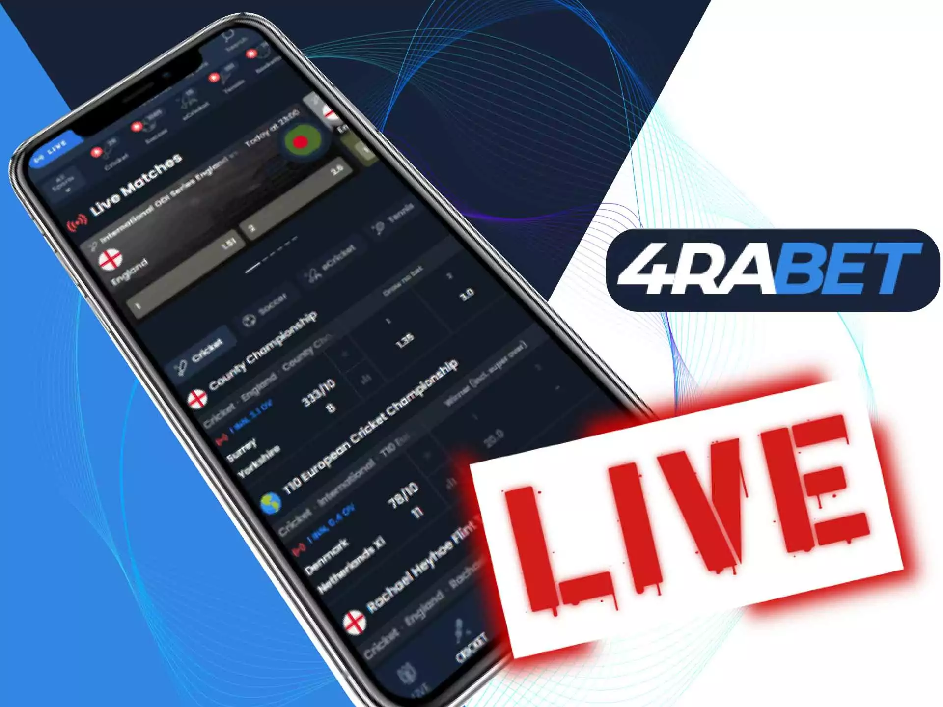 4rabet allows watching live streamings right on the site.
