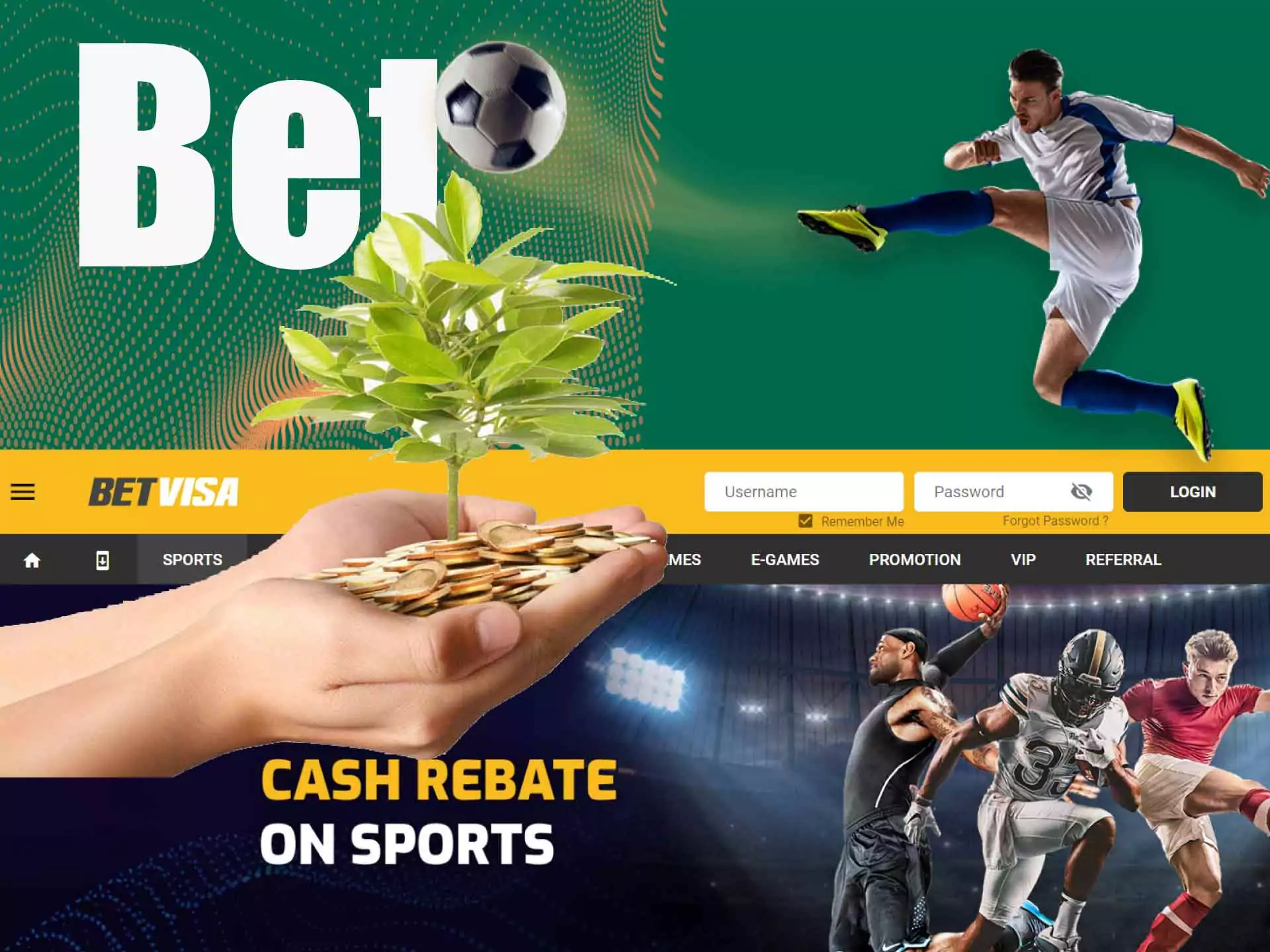 Register at BetVisa site, top up the account and start betting.