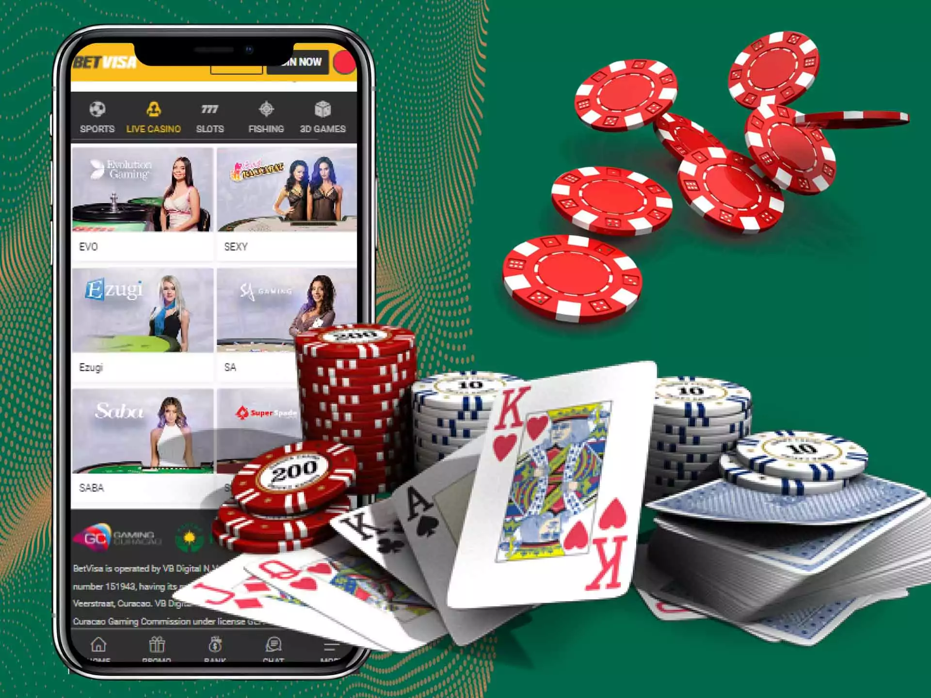 Play baccarat games in the BetVisa casino.