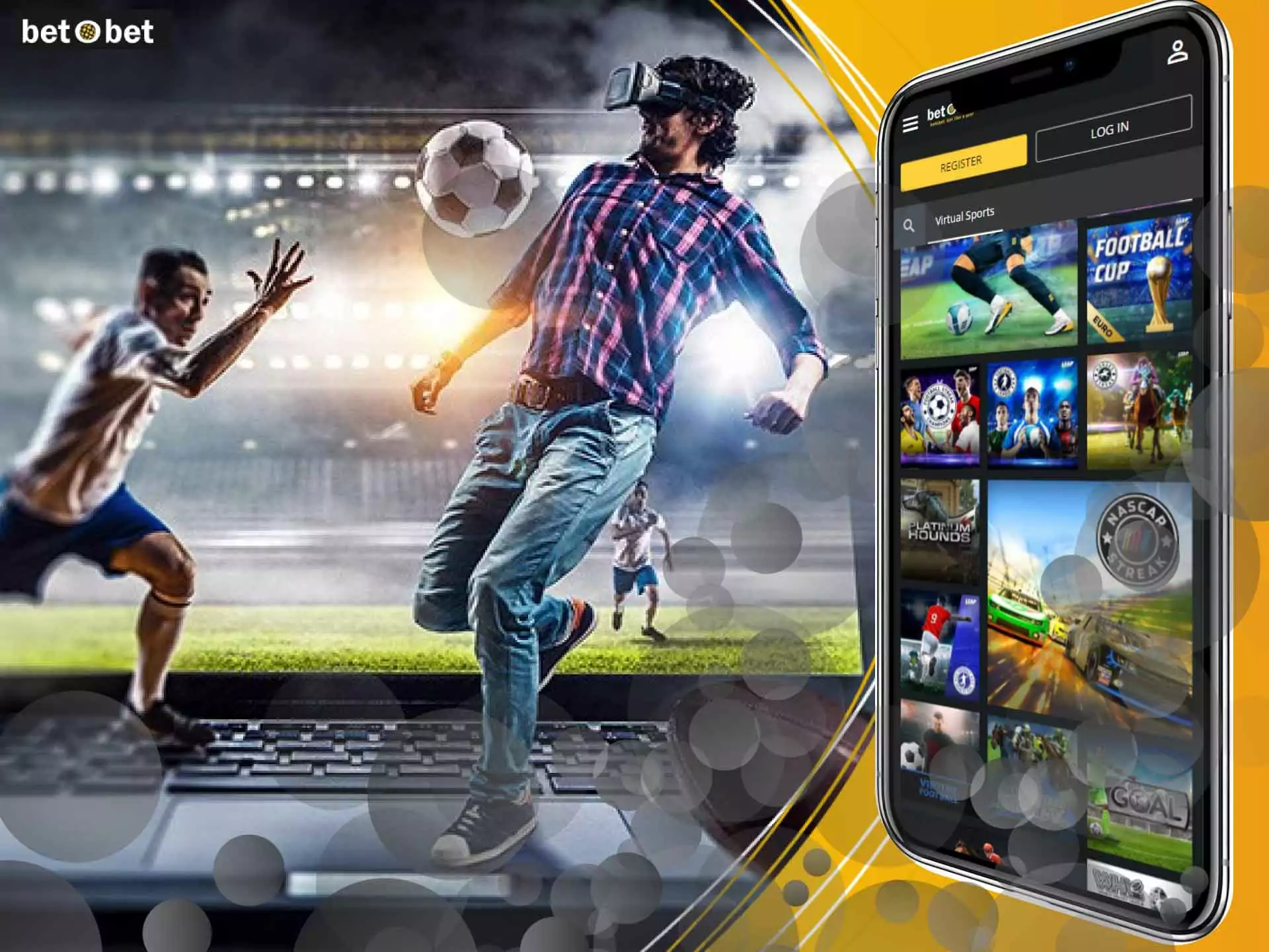 Place bets on virtual football, cricket, basketball and other sports.