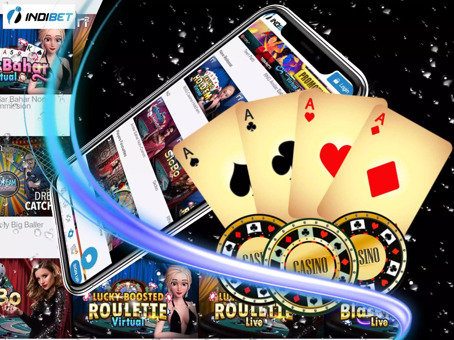 Indibet offers various casino games in its app.
