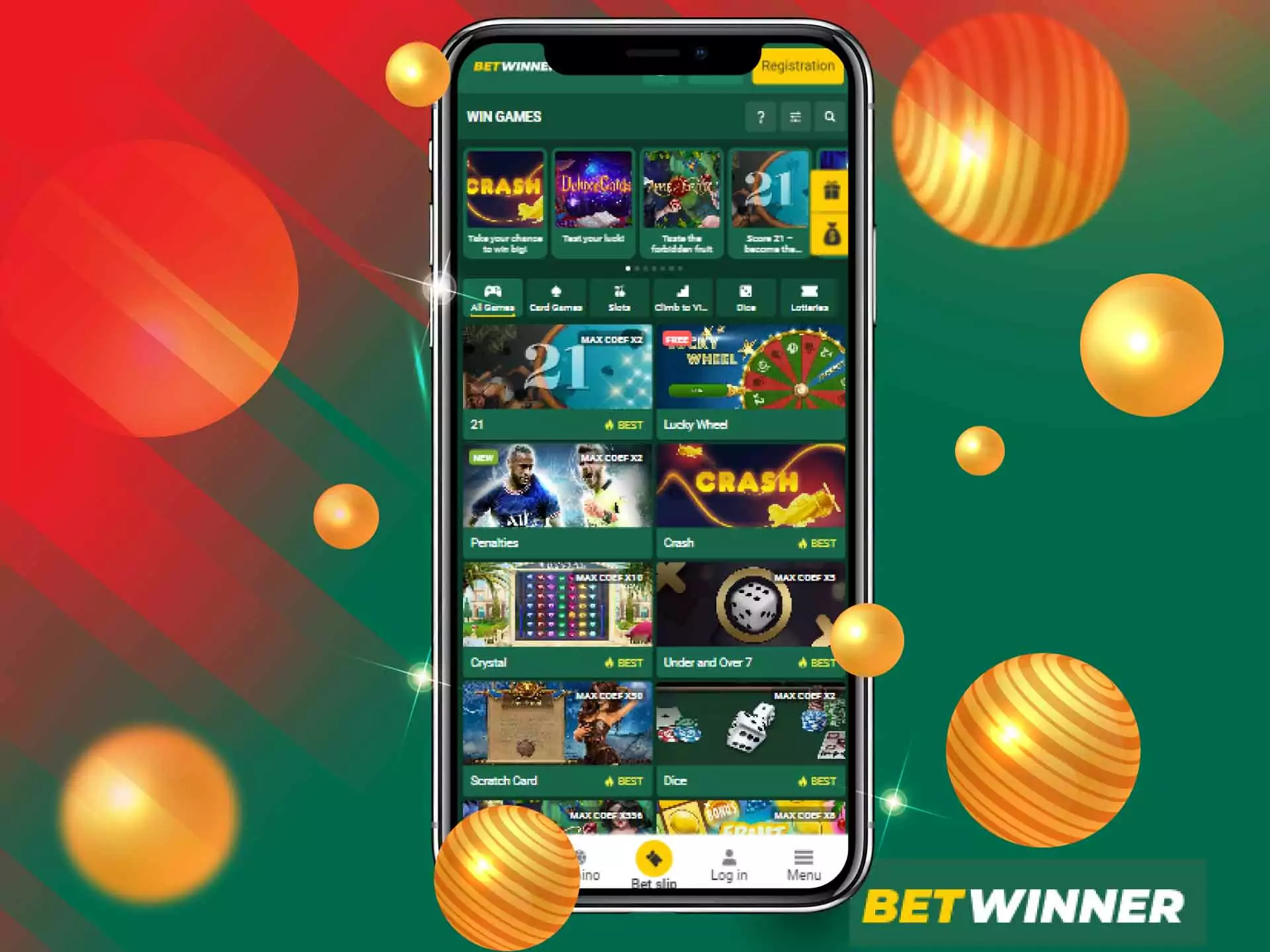 Play special games in the Betwinner casino to win even more.
