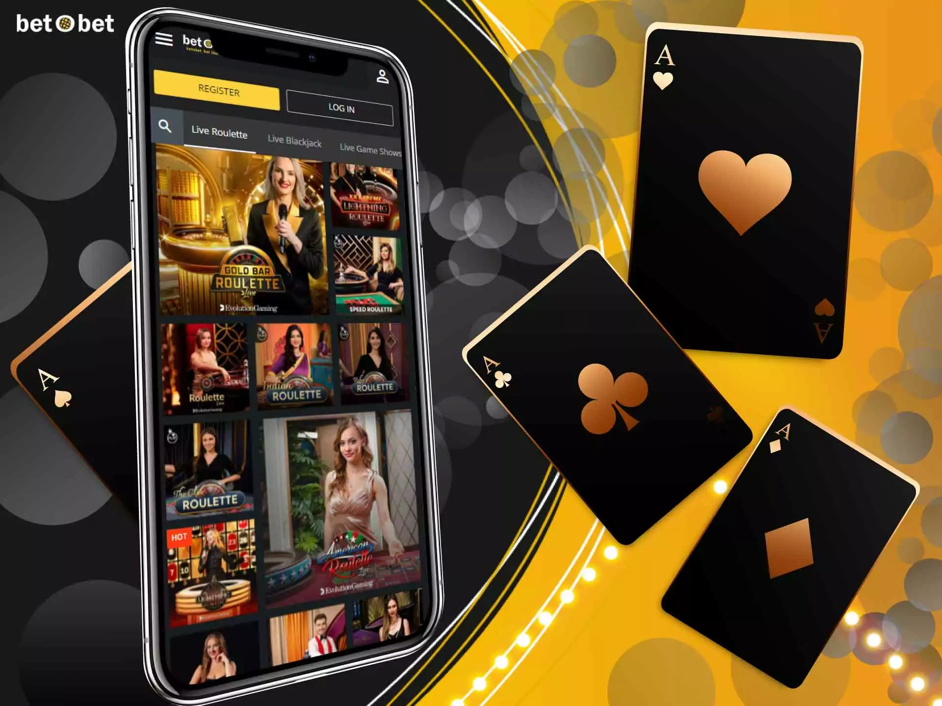 Play casino games against the real dealers at BetOBet.