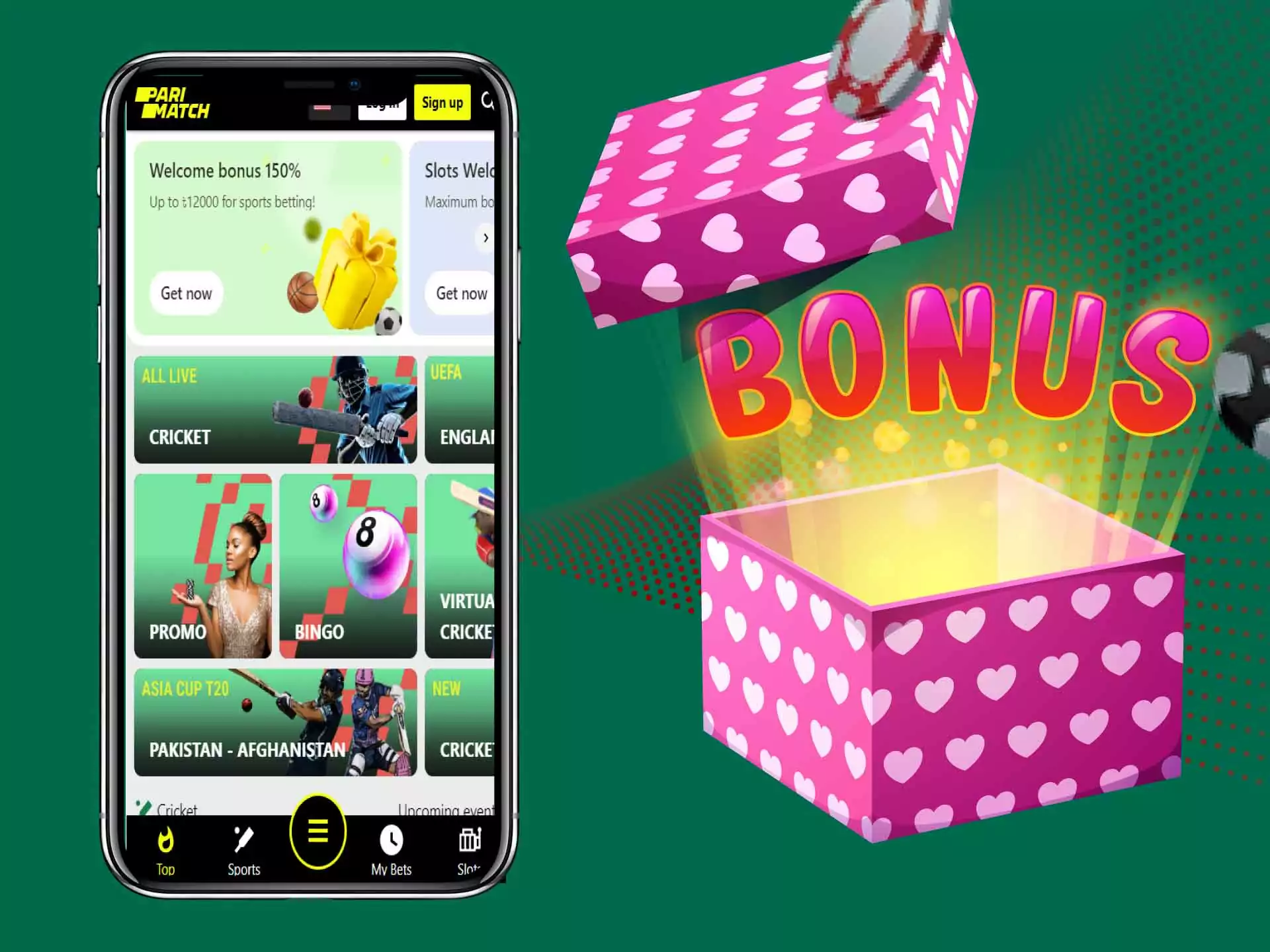 Receive a bonus of up to 125,000 BDT on caisno games.