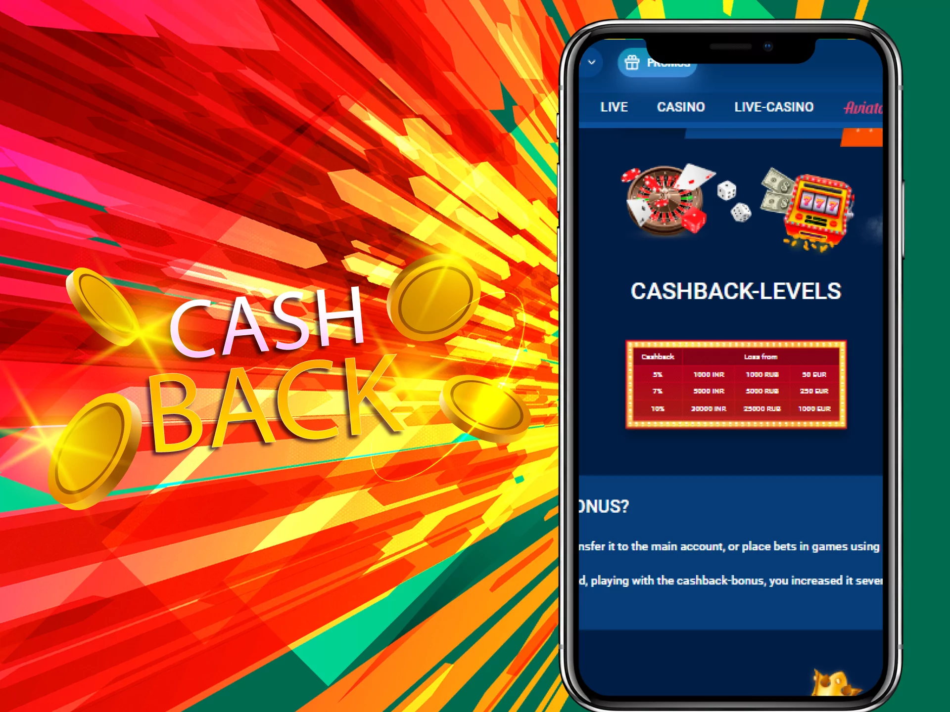 Receive 10% of your lost money as a cashback from Mostbet.