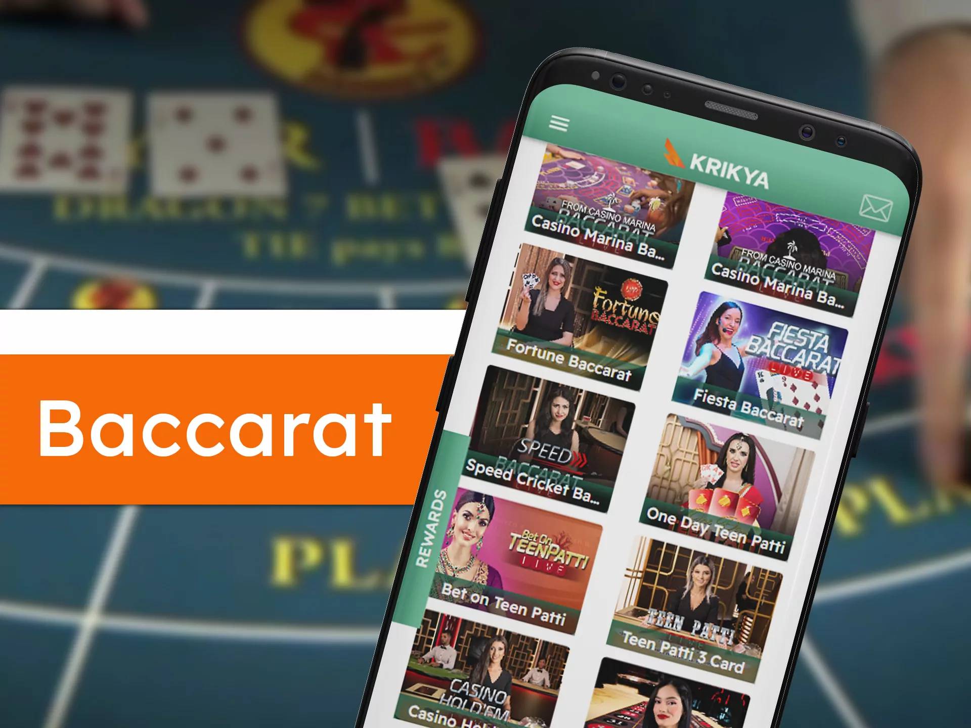 Play baccarat in any place with Krikya app.