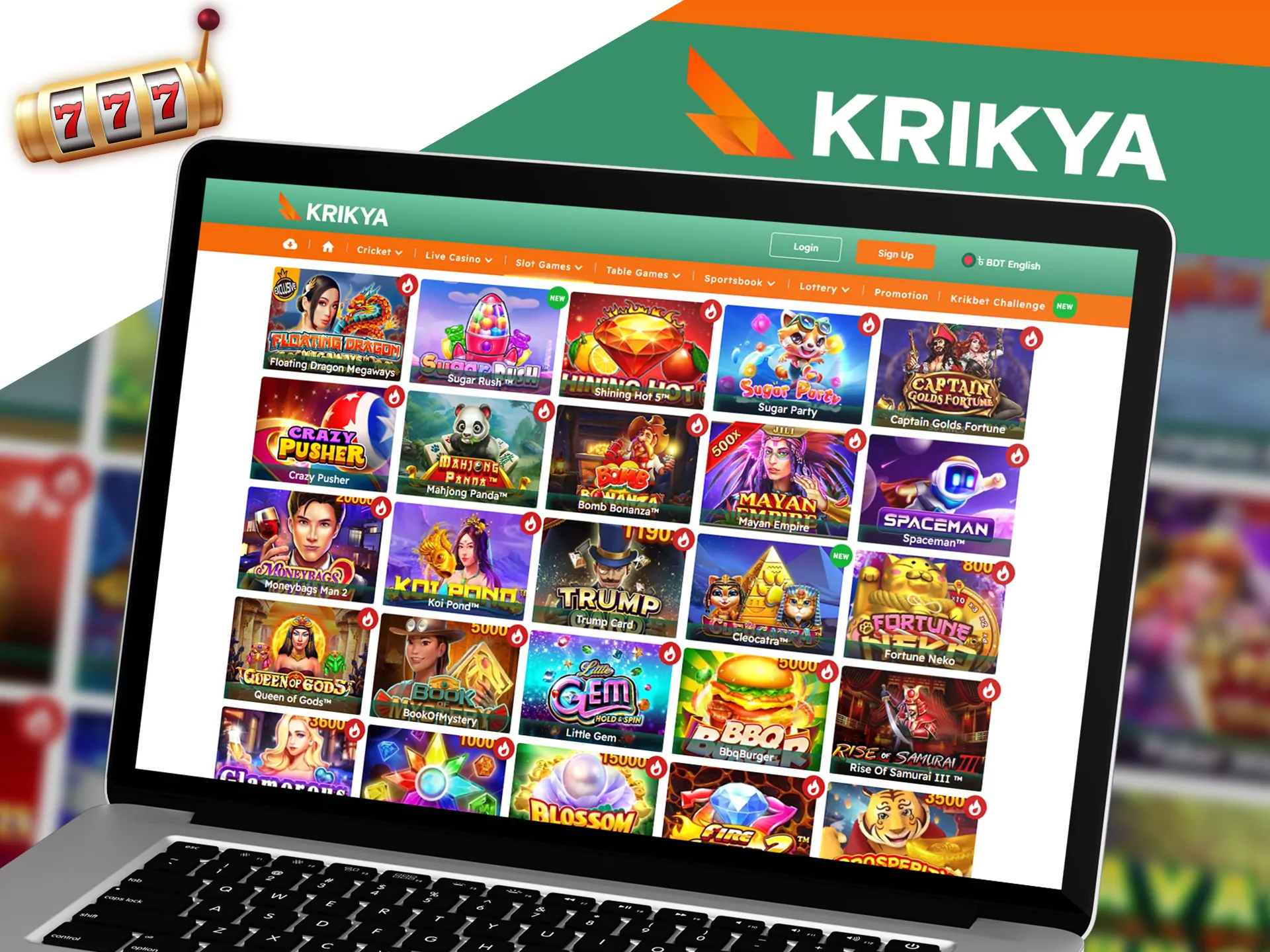 Choose your favourite slots to play at Krikya.