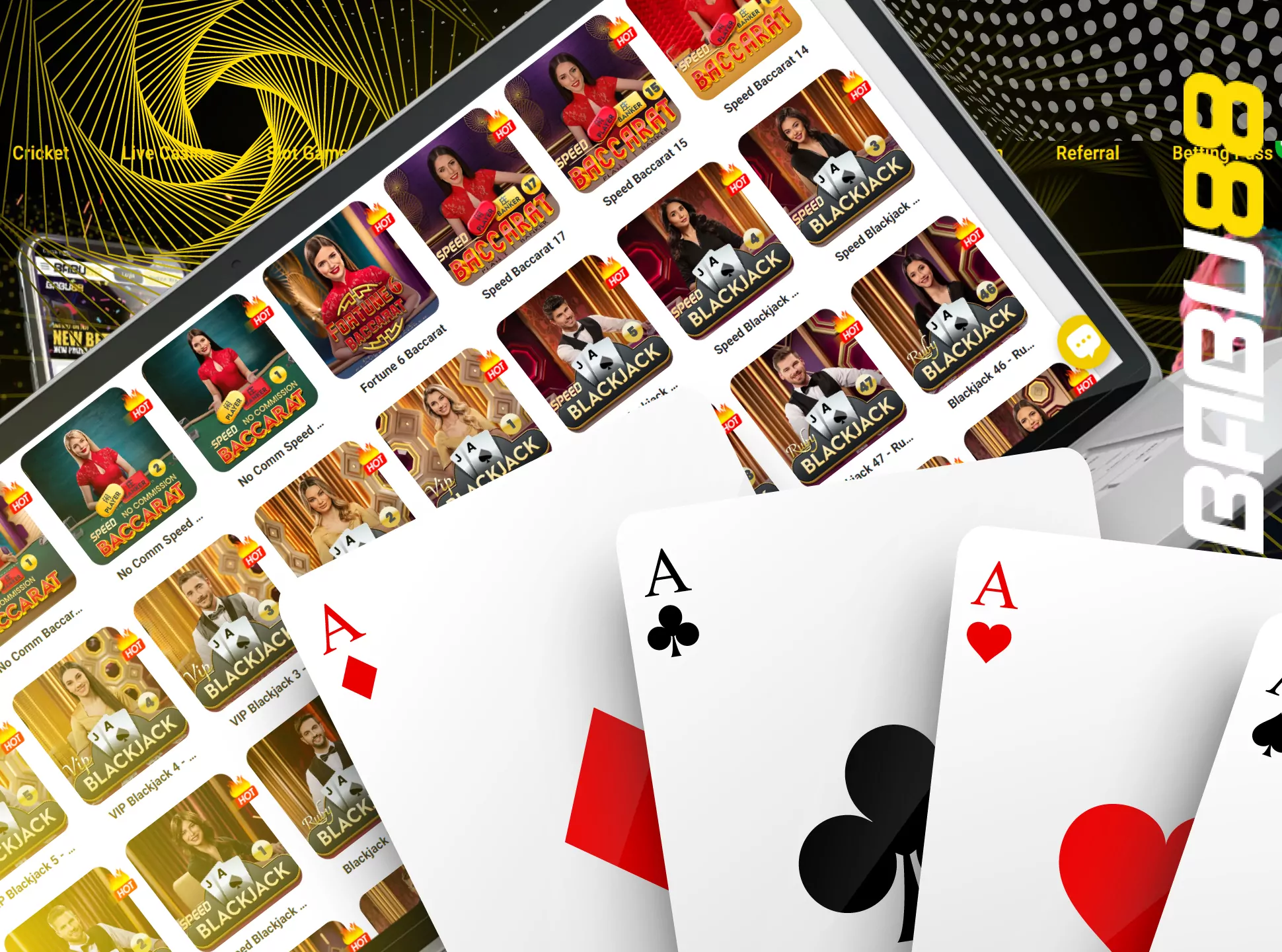 Babu88 has an online casino on it site and in the app.