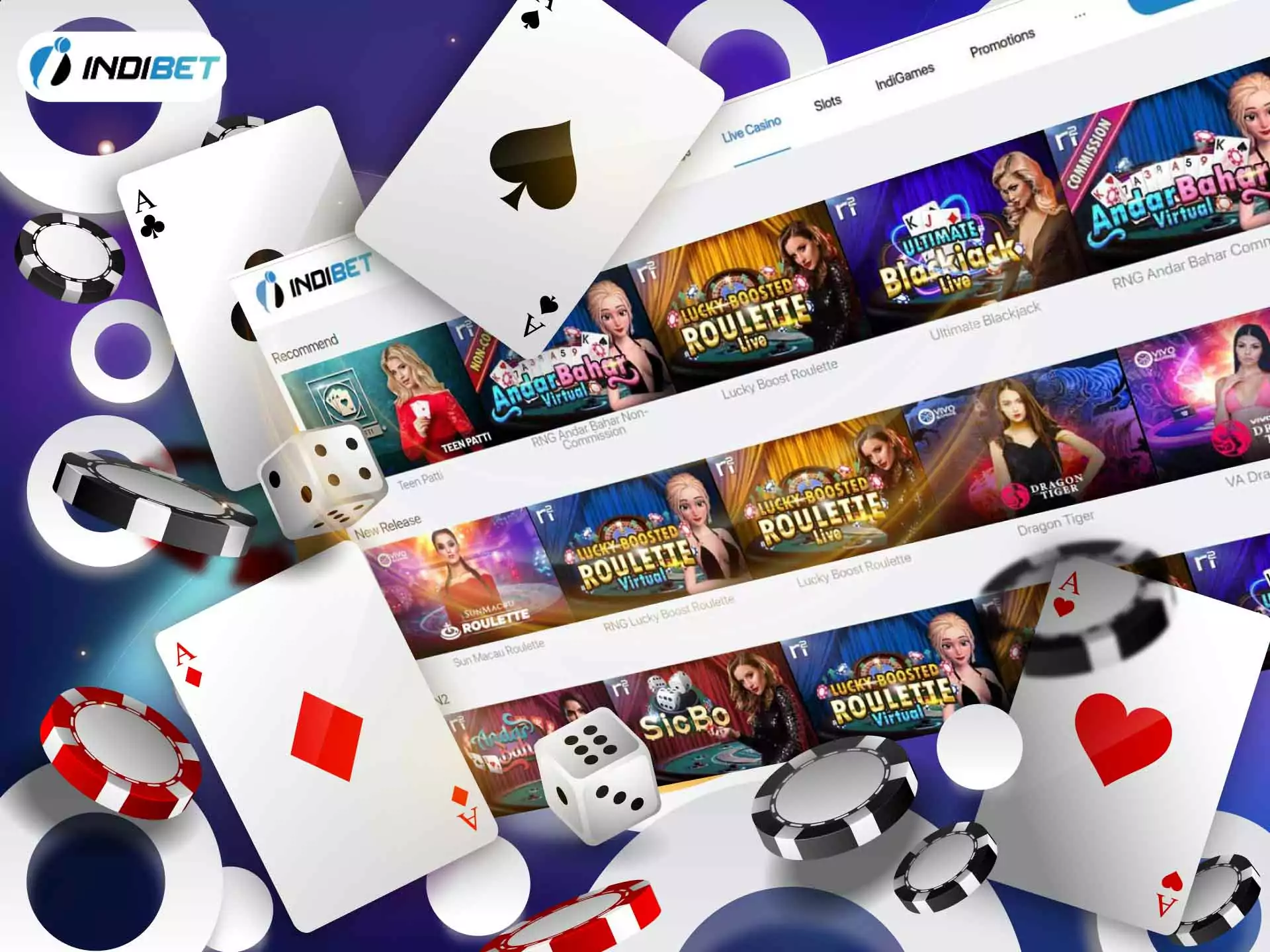 Play Texas Holdem, Omaha and other types of poker at Indibet.