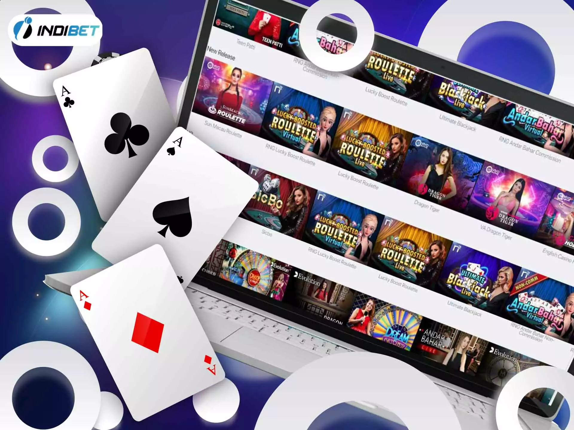 The Indibet casino also offers online Teen Patti games.