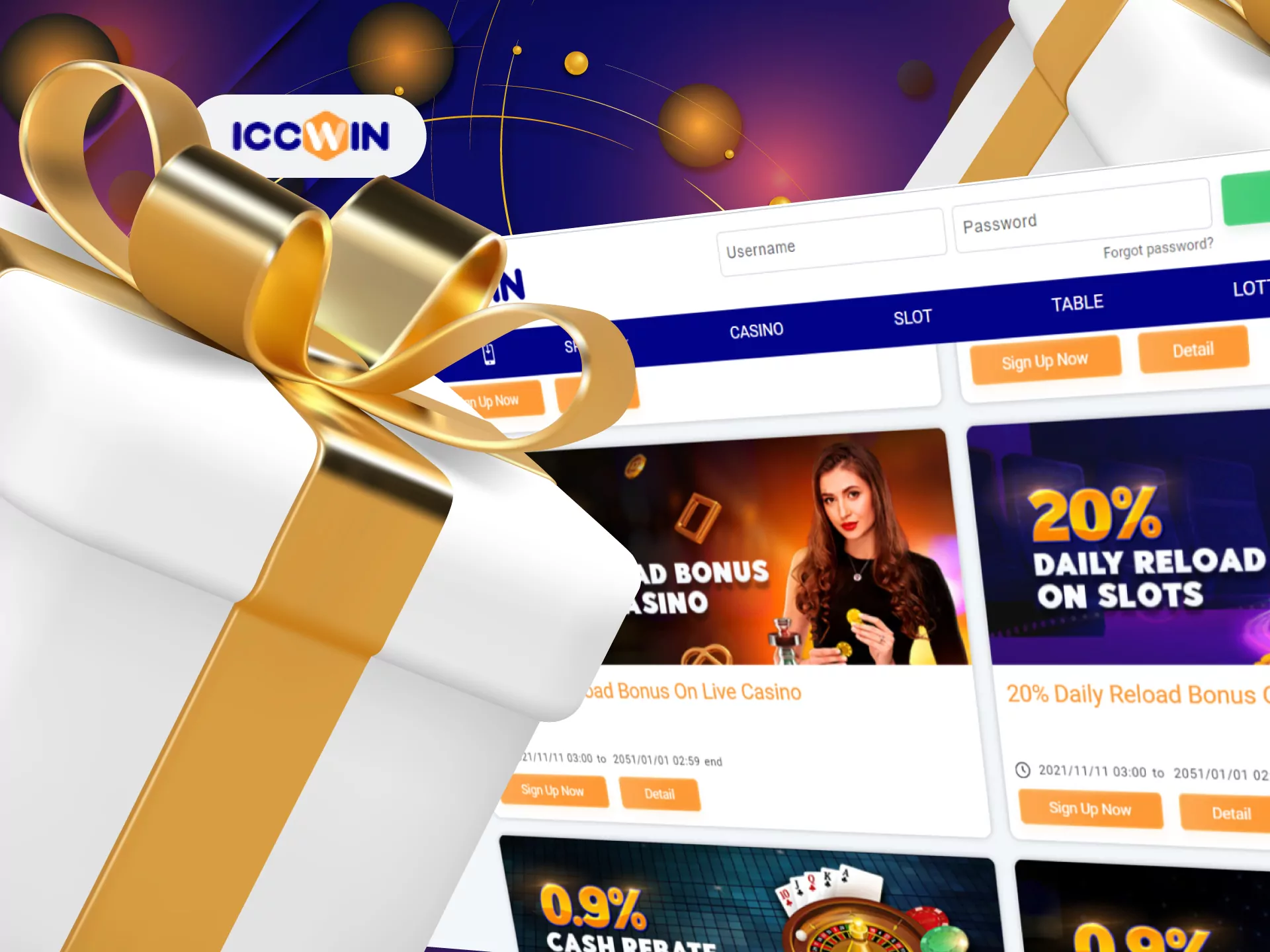 ICCWIN offers many bonuses for its bettors and casino players.