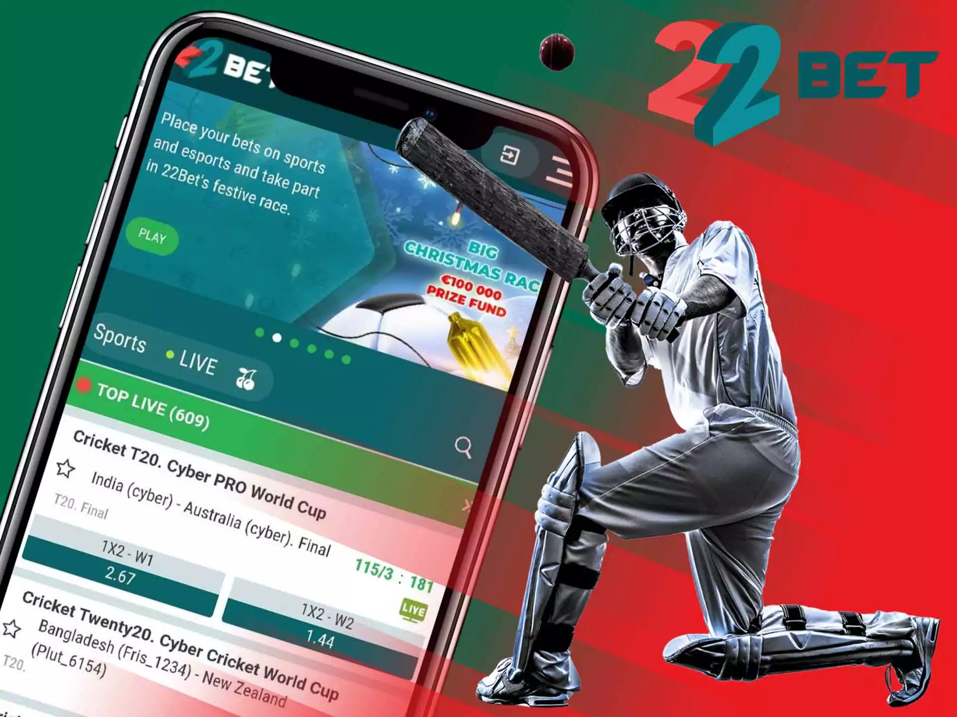Place bets on the most popular cricket championsips at 22bet.