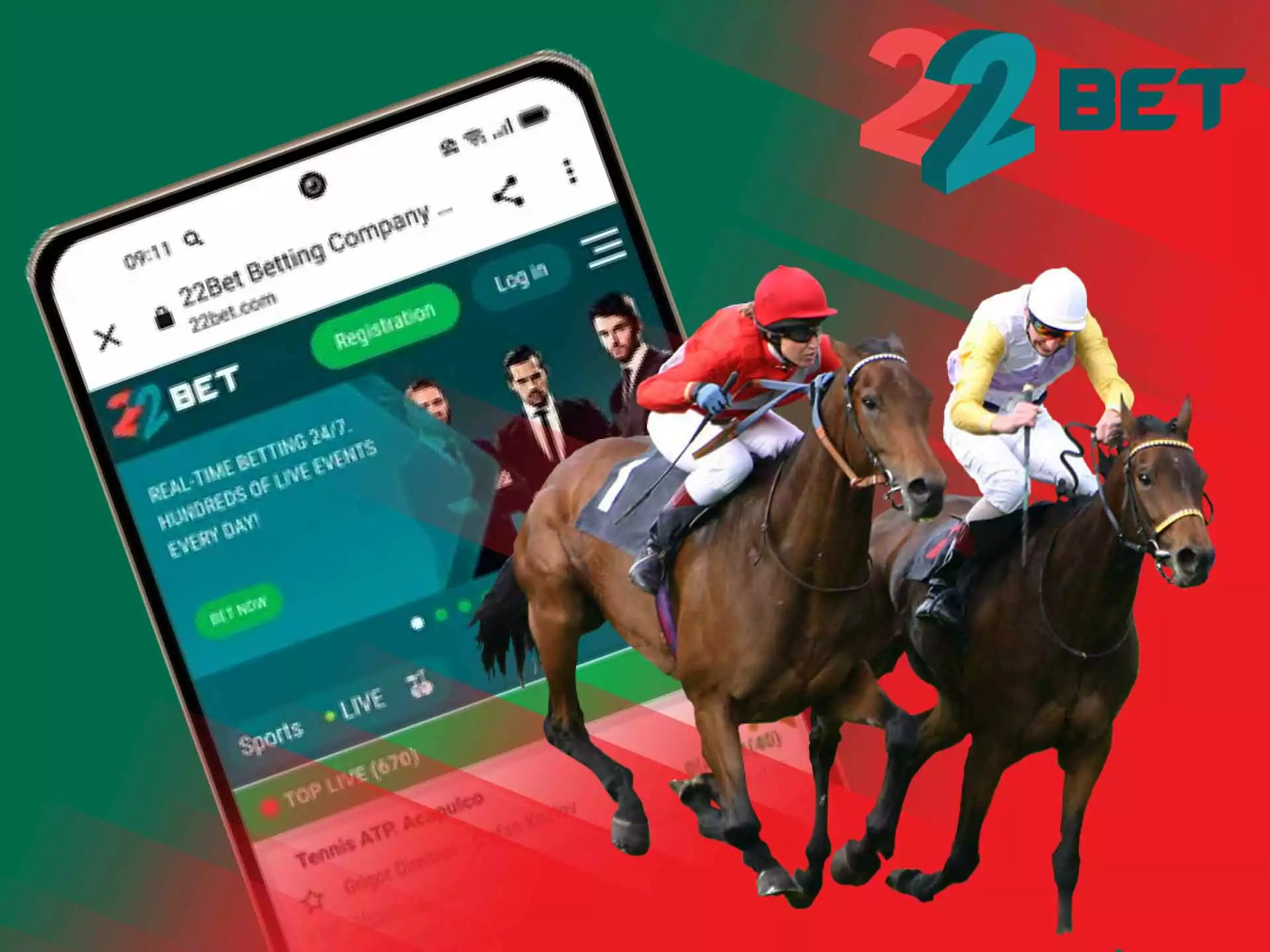 Horse racing is also available for betting at 22bet.