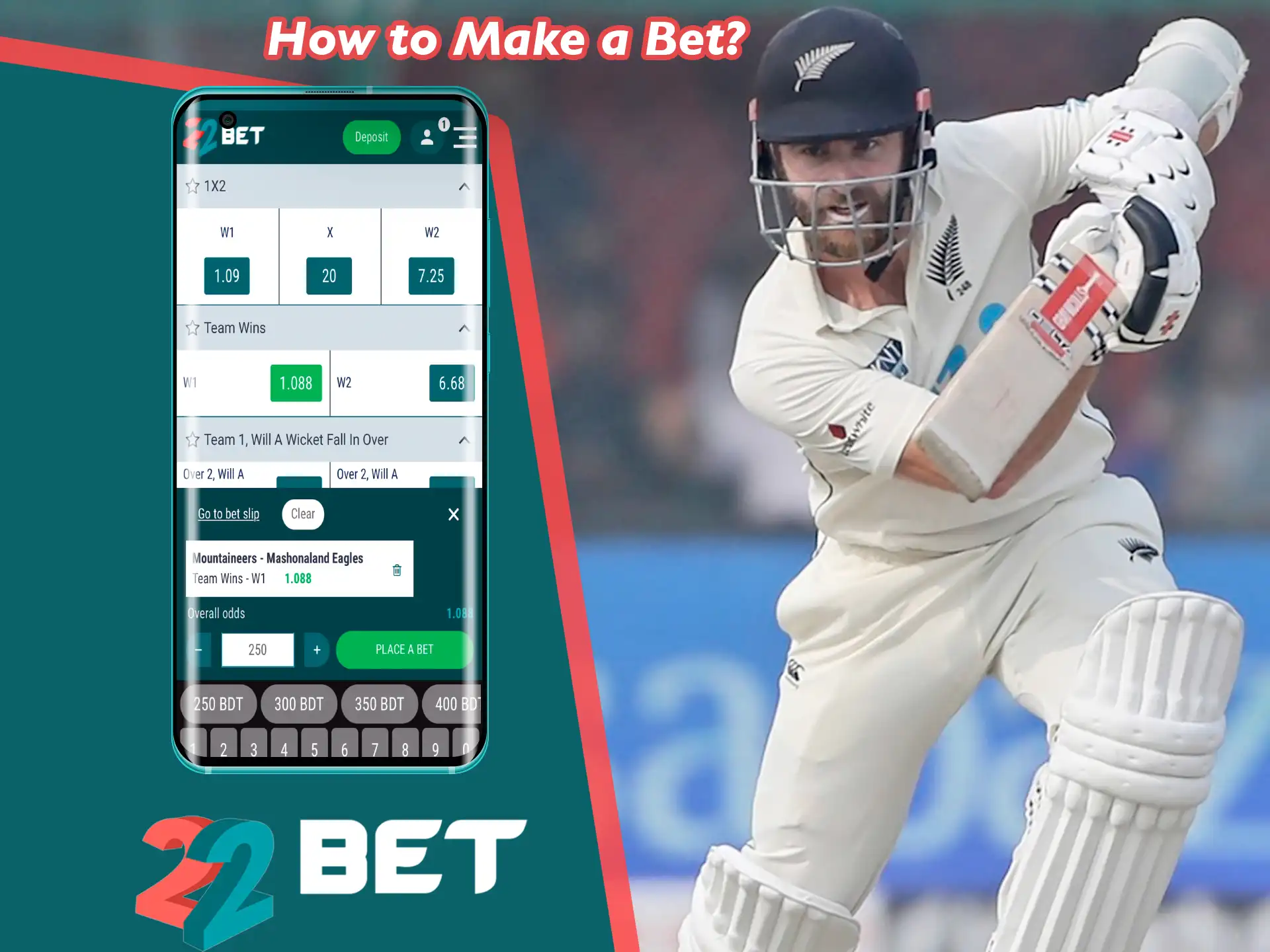 Instruction: how to place a bet in 22bet.