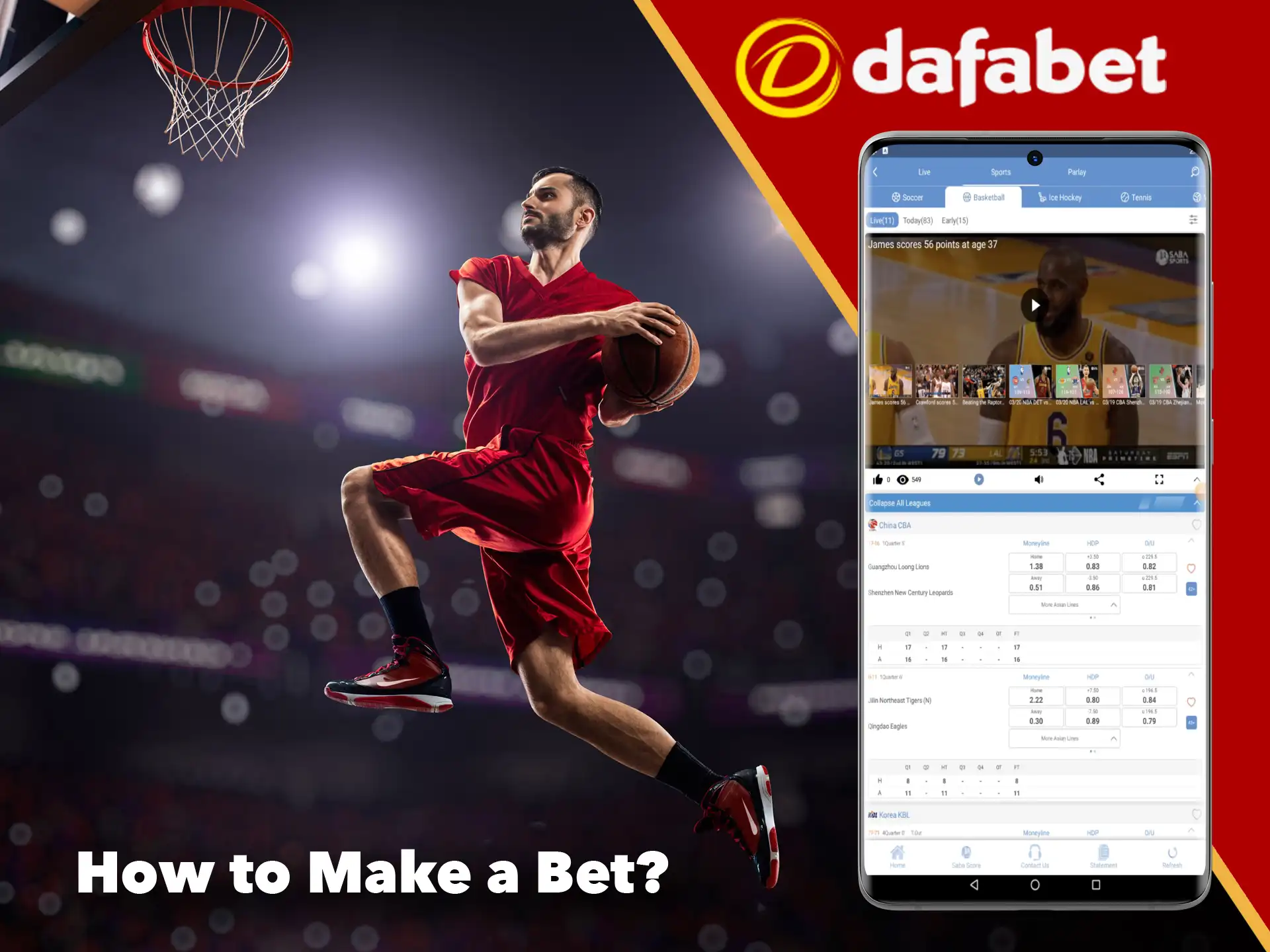 Simple steps to help you place a bet in Dafabet app.