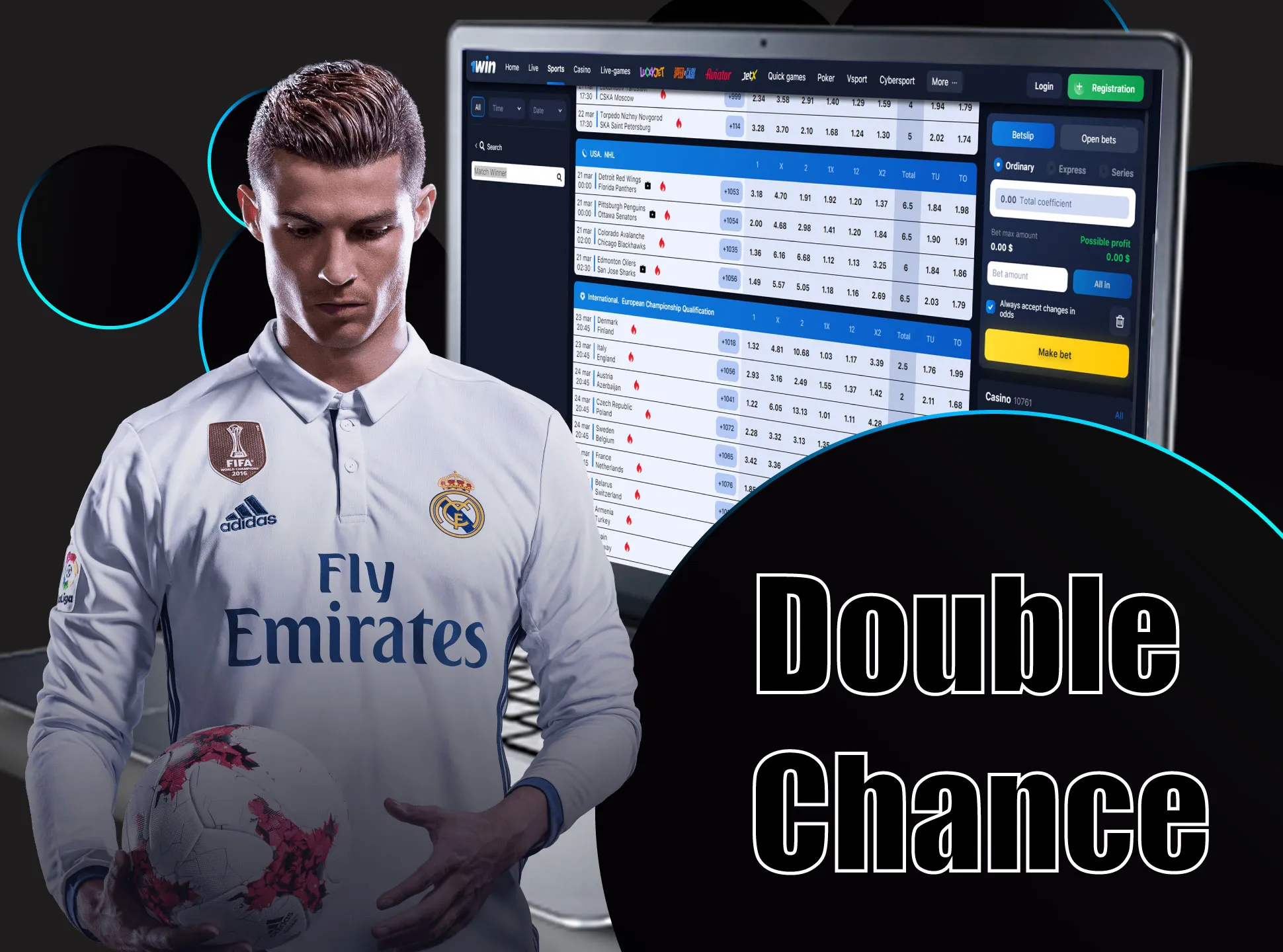 Double chance bet gives you more chances to win.