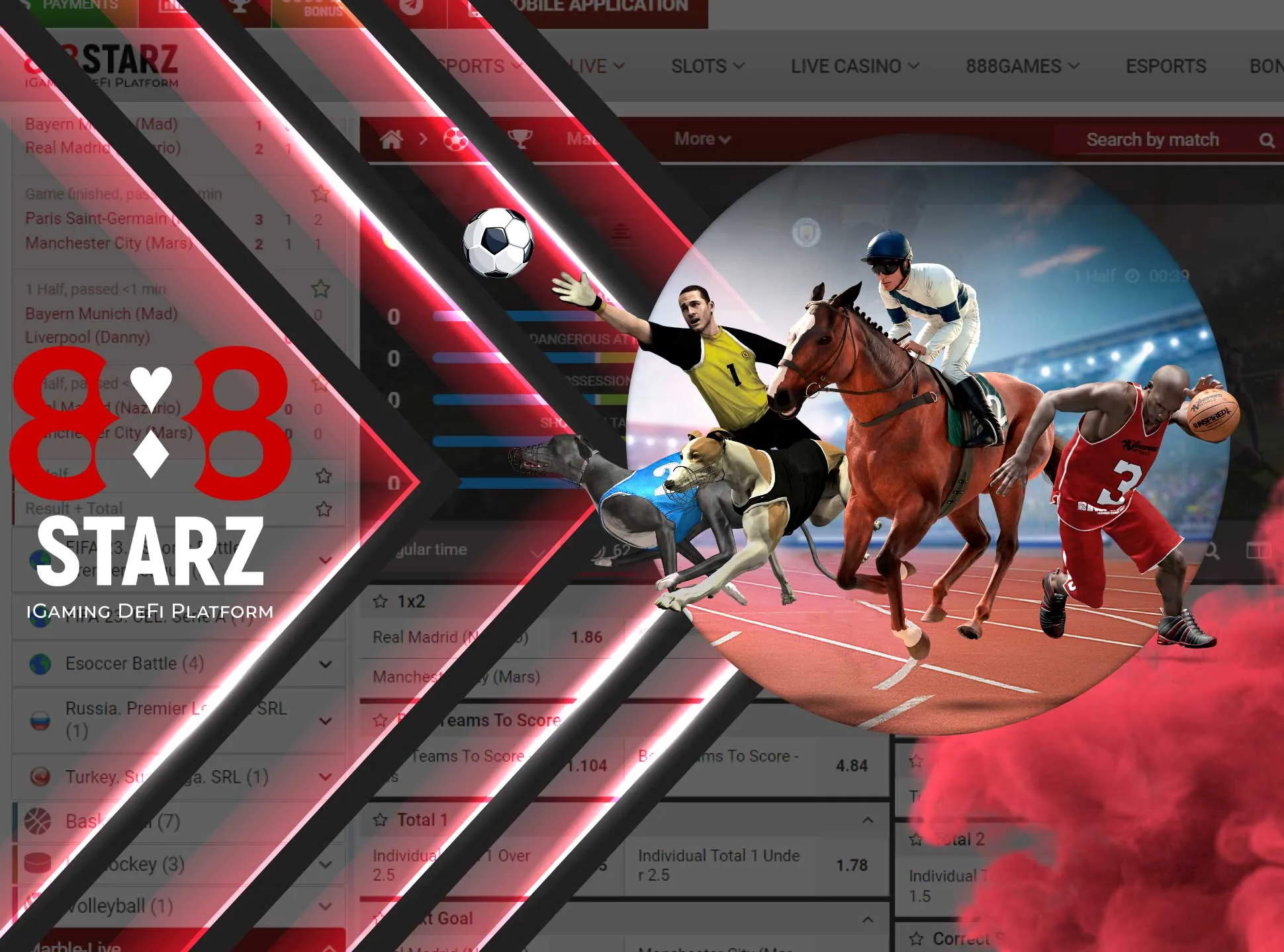 You can place bets on virtual football, horse racing or tennis as well as on real sports.