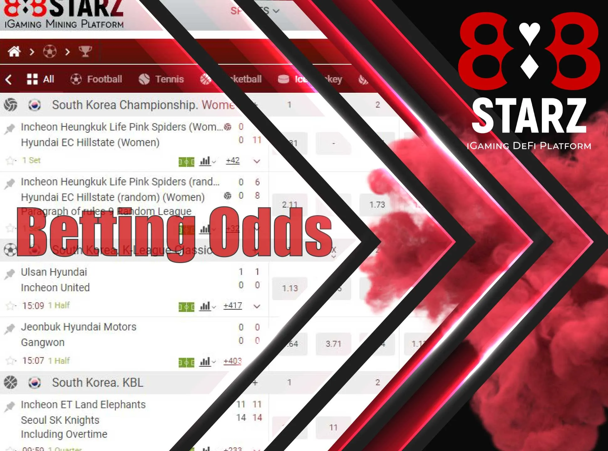 888starz has profitable odds for various sports markets.