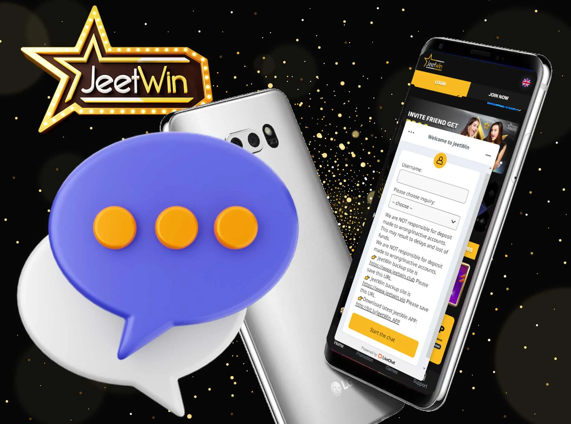 There is a live chat on the Jeetwin site if you need the support team's help.