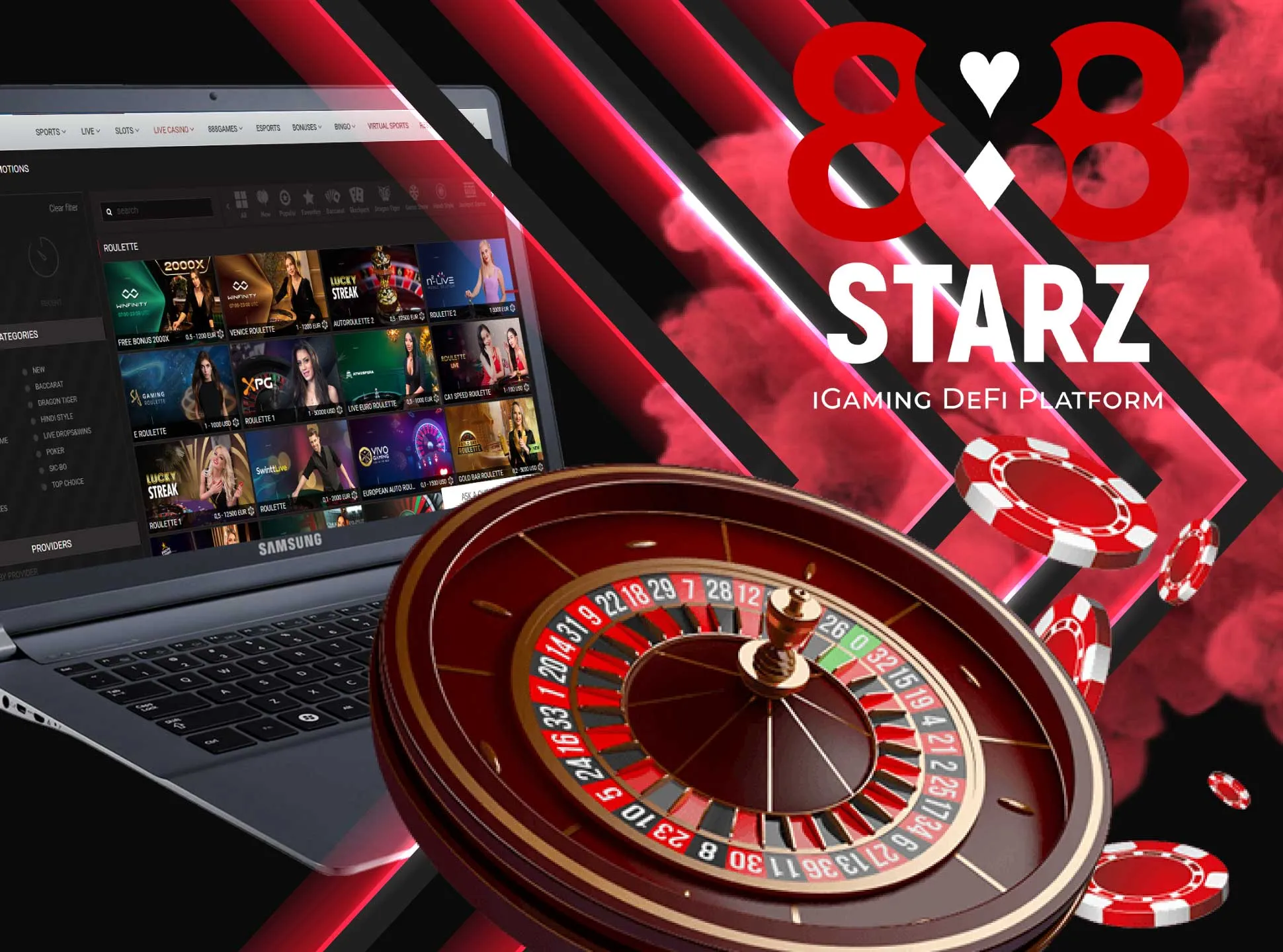 Play roulette and win money in the 888starz casino.