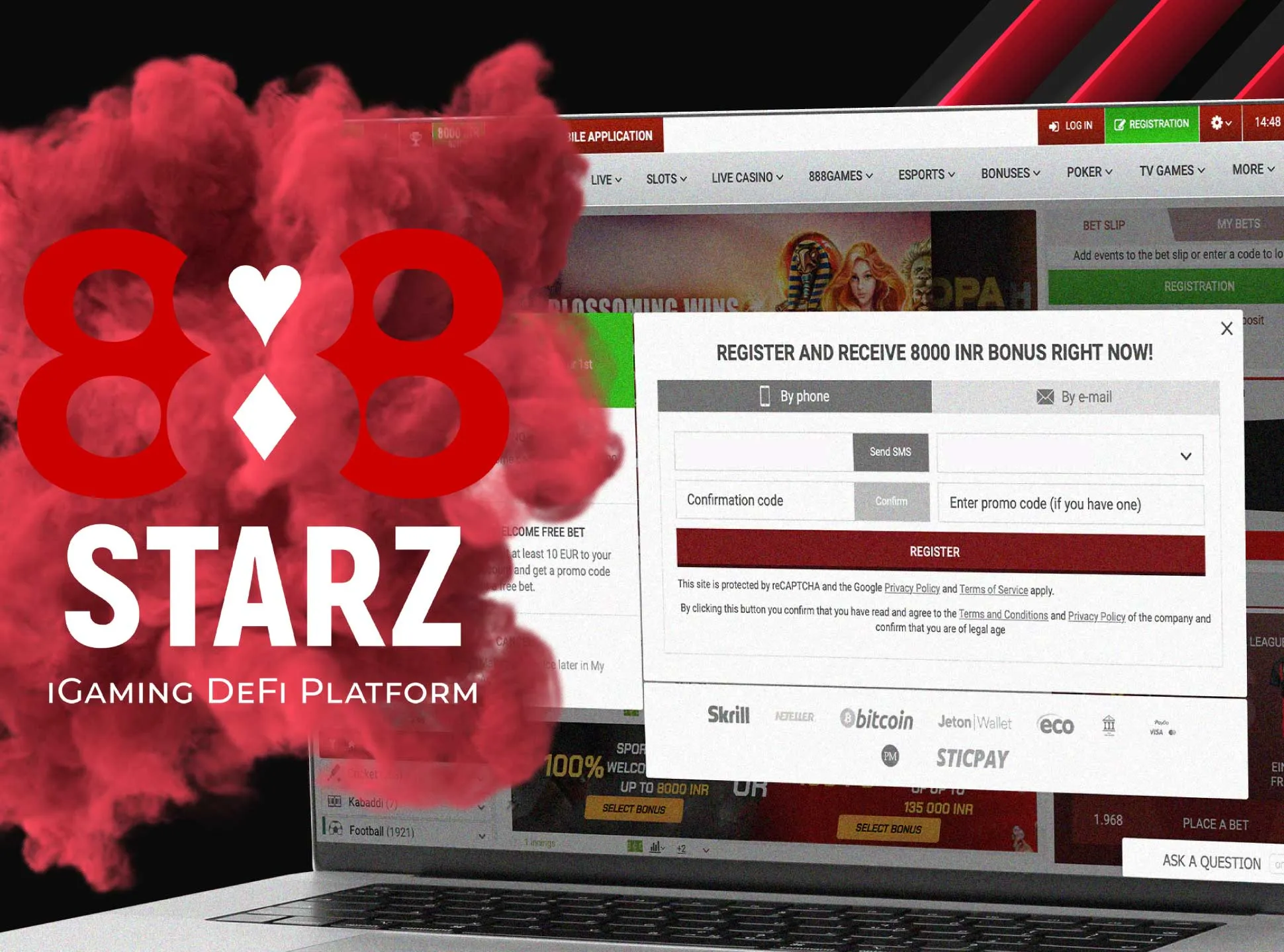 Sign up for 888starz with a few steps and start betting.