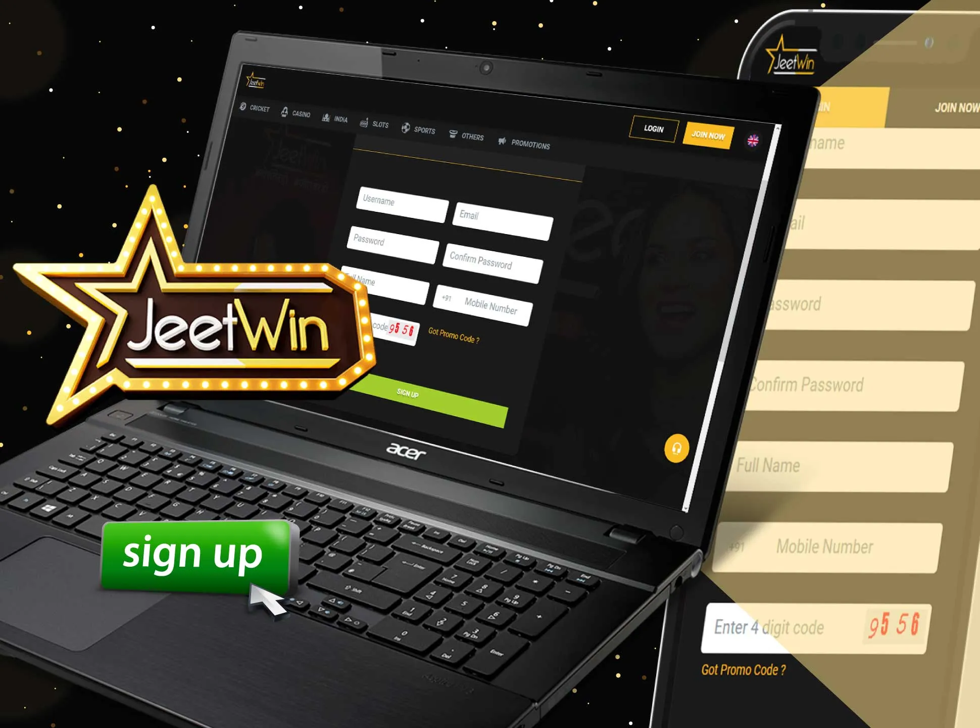 Sign up for Jeetwin and start betting on money.