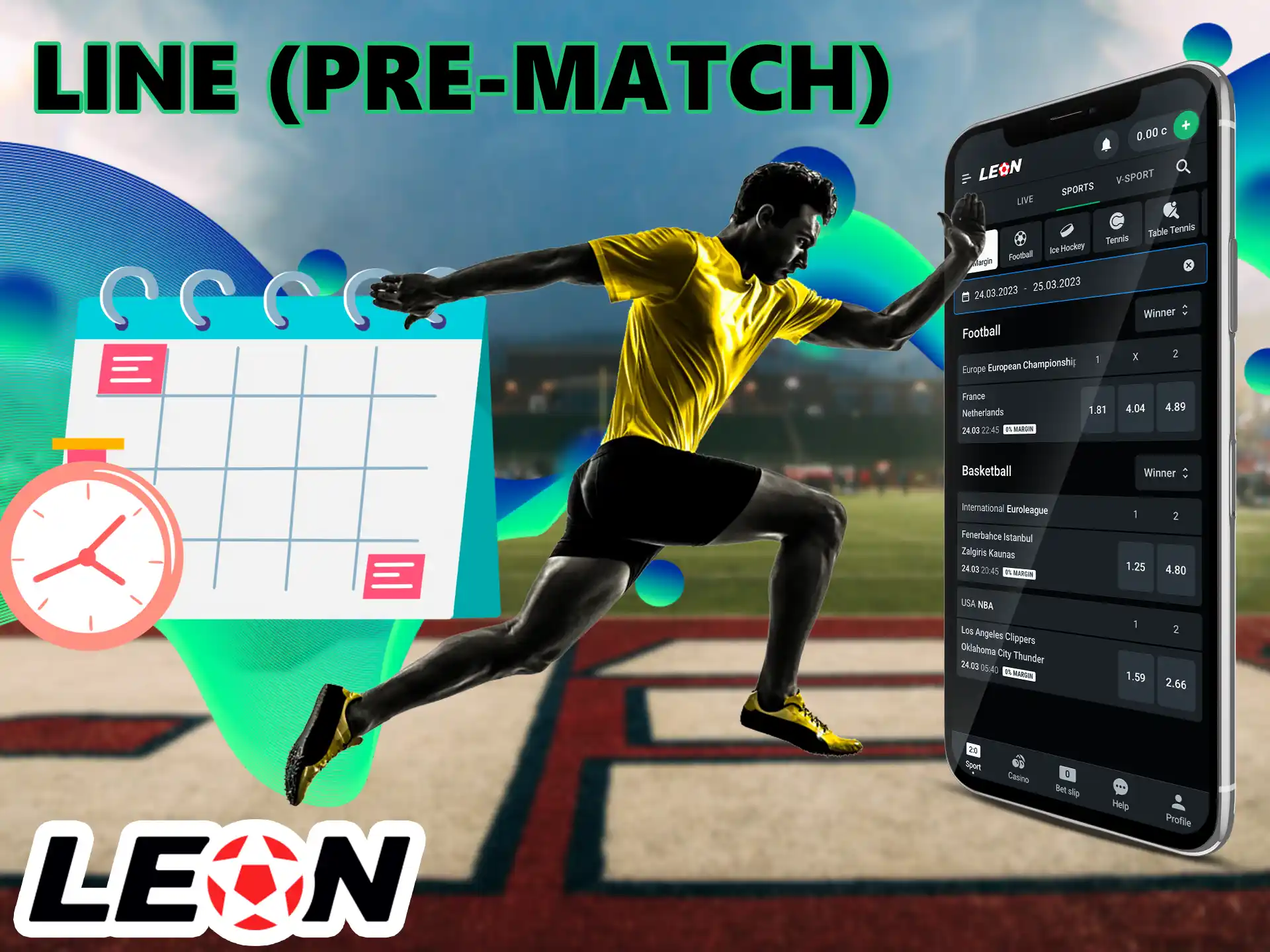 In this option, Leon Bet offers to bet on a match that has not yet started, it is a popular and it is from him start bookmakers, the chances of winning is less, but everything is in your hands.